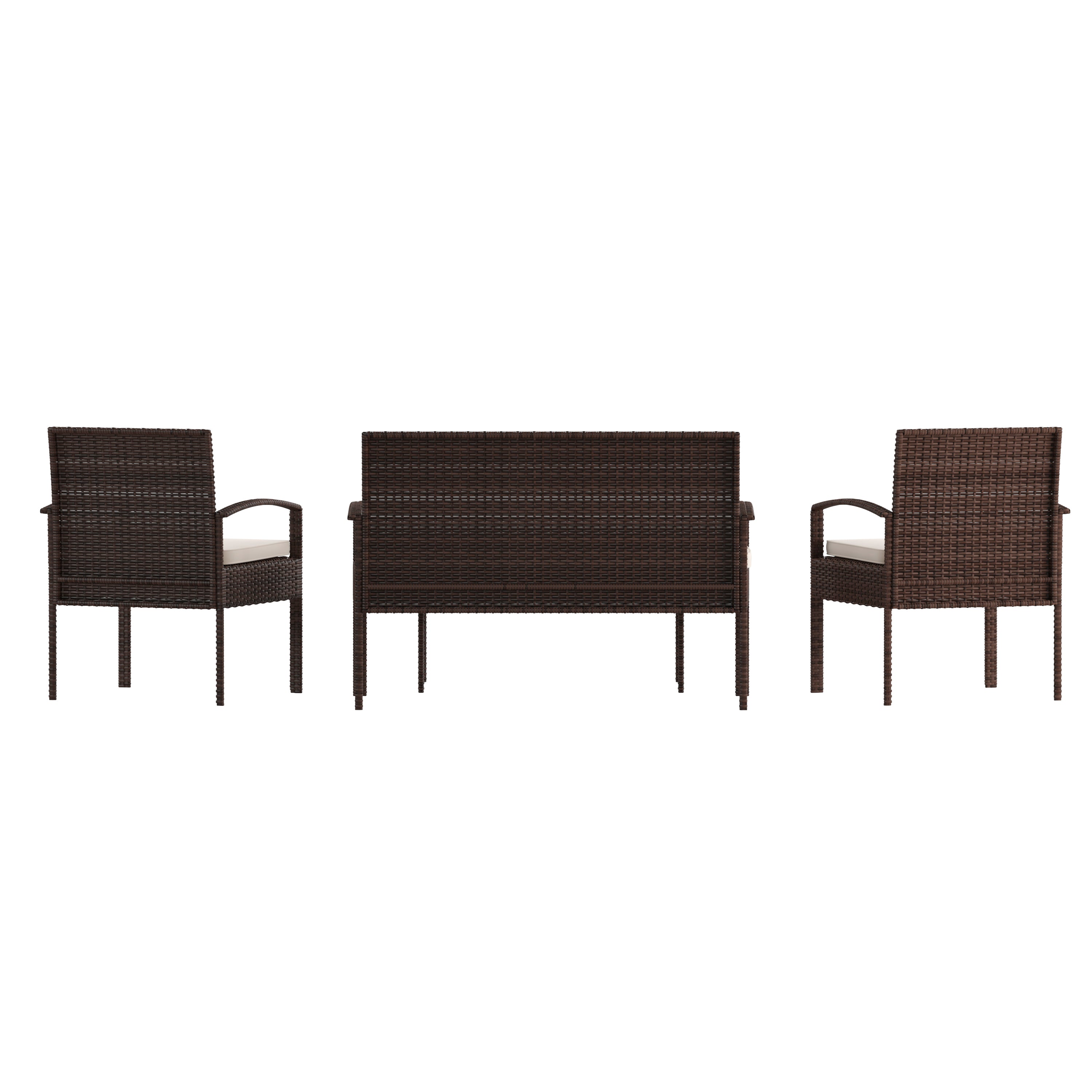 Aransas Series 4 Piece Brown Patio Set with Steel Frame and Beige Cushions