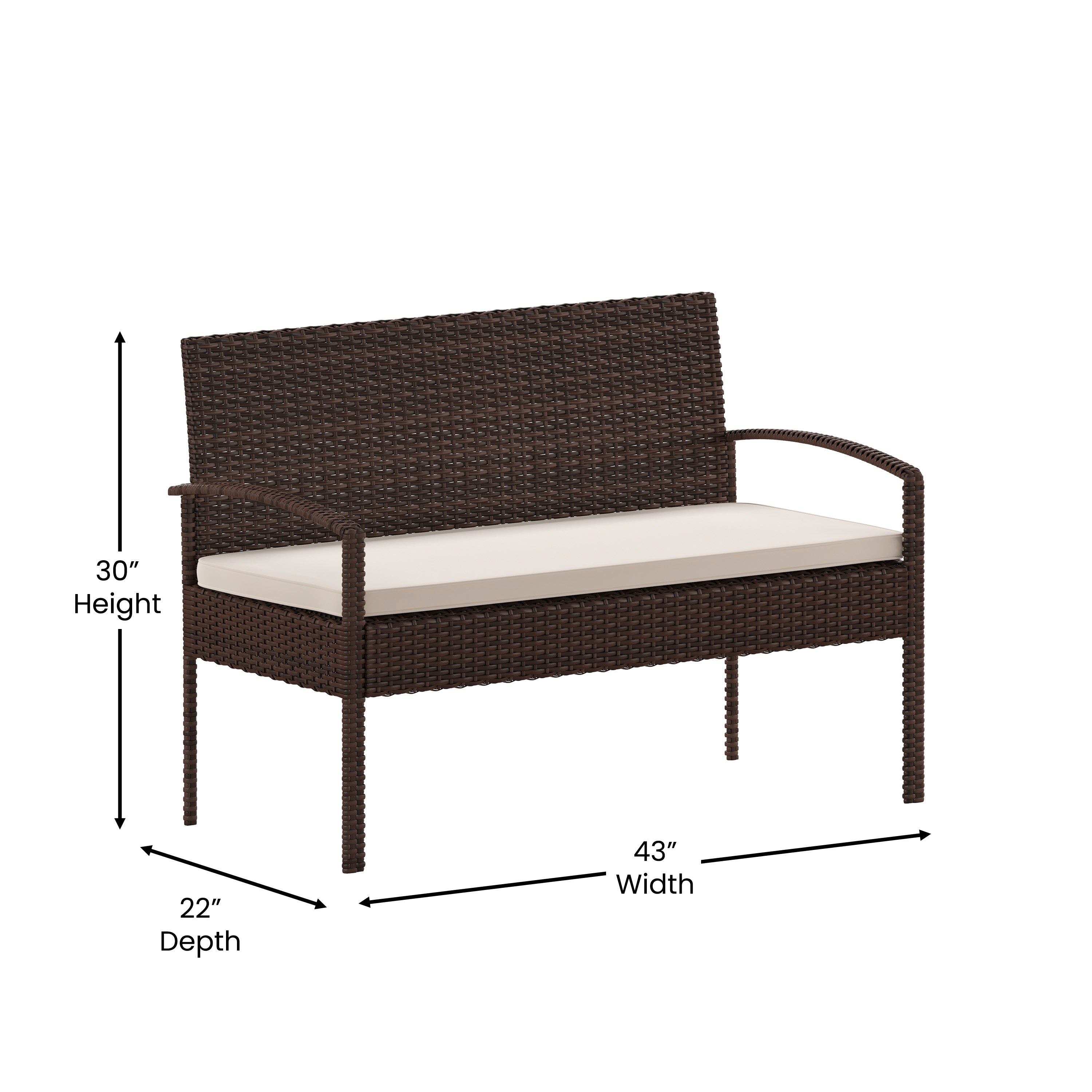 Aransas Series 4 Piece Brown Patio Set with Steel Frame and Beige Cushions