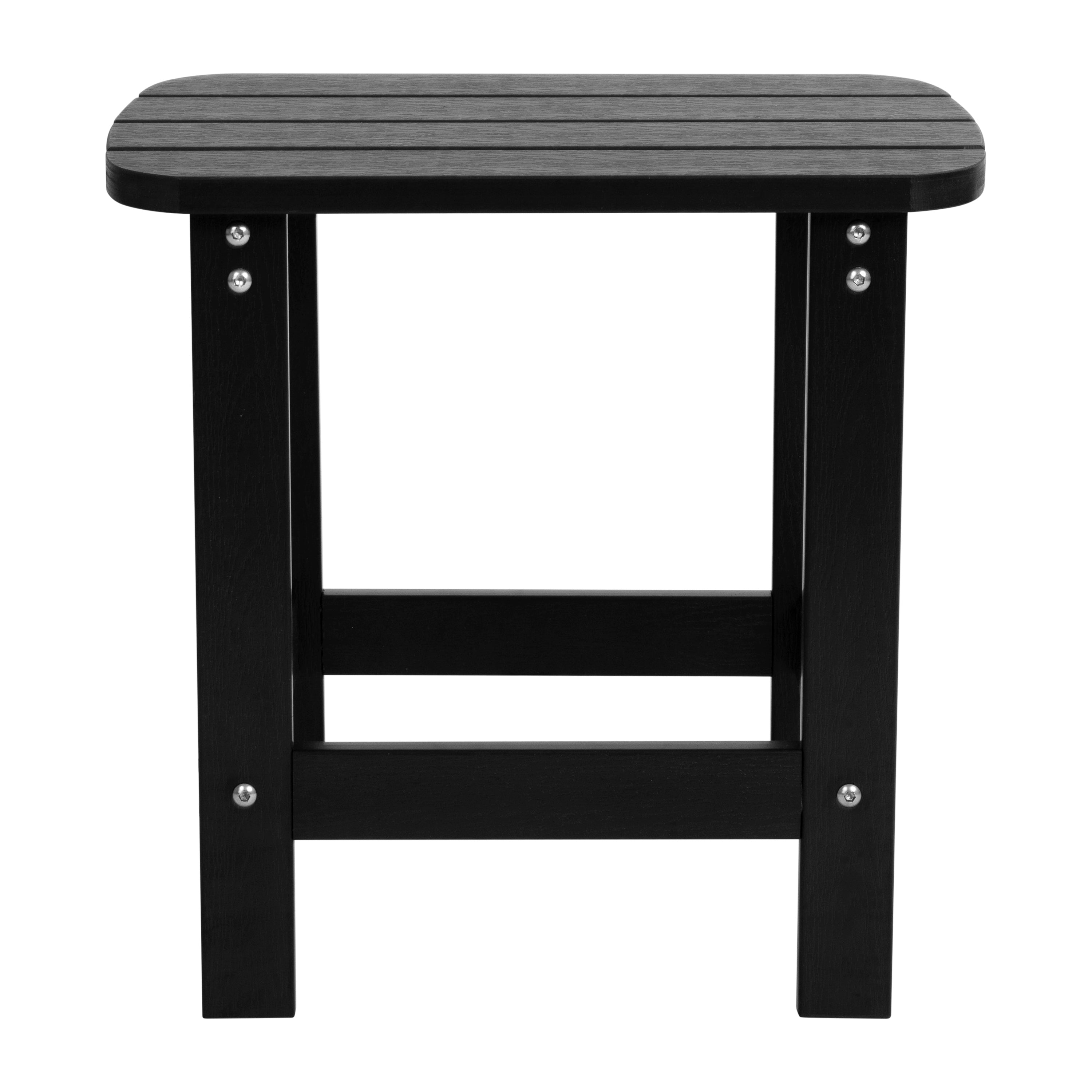 Charlestown All-Weather Poly Resin Wood Commercial Grade Adirondack Side Table in Black