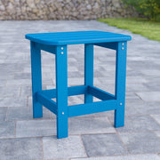 Charlestown All-Weather Poly Resin Wood Commercial Grade Adirondack Side Table in Blue