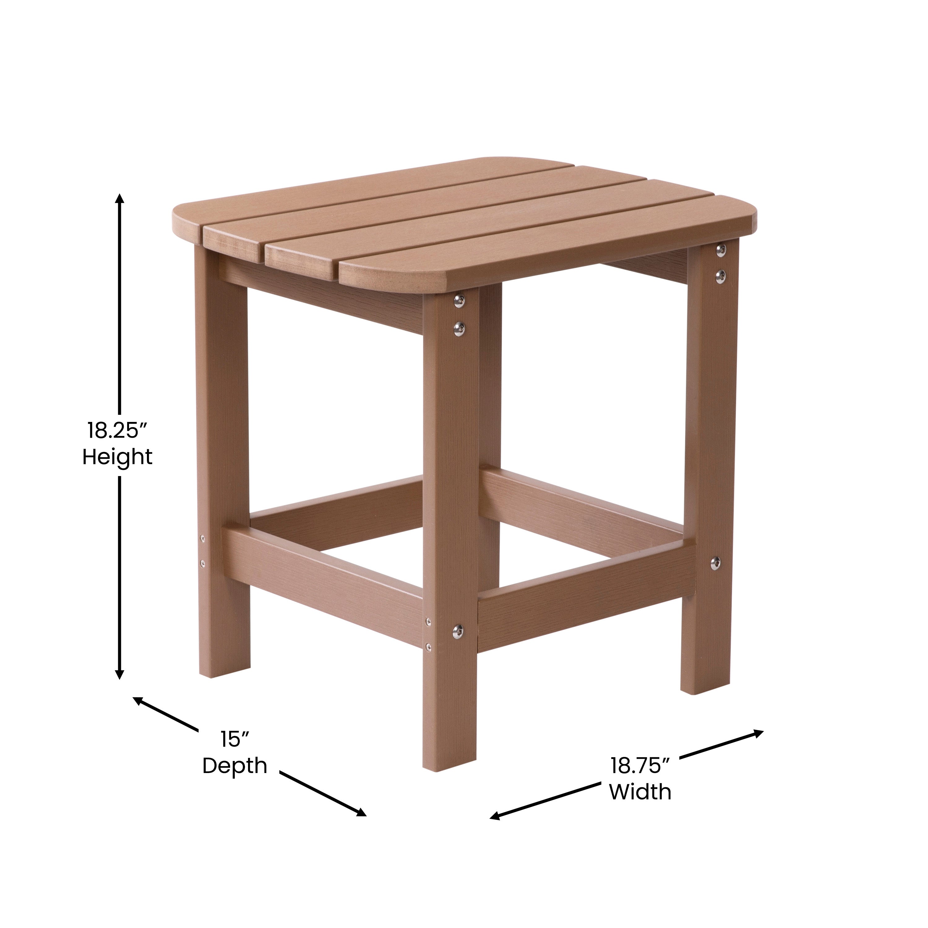 Charlestown All-Weather Poly Resin Wood Commercial Grade Adirondack Side Table in Natural Cedar