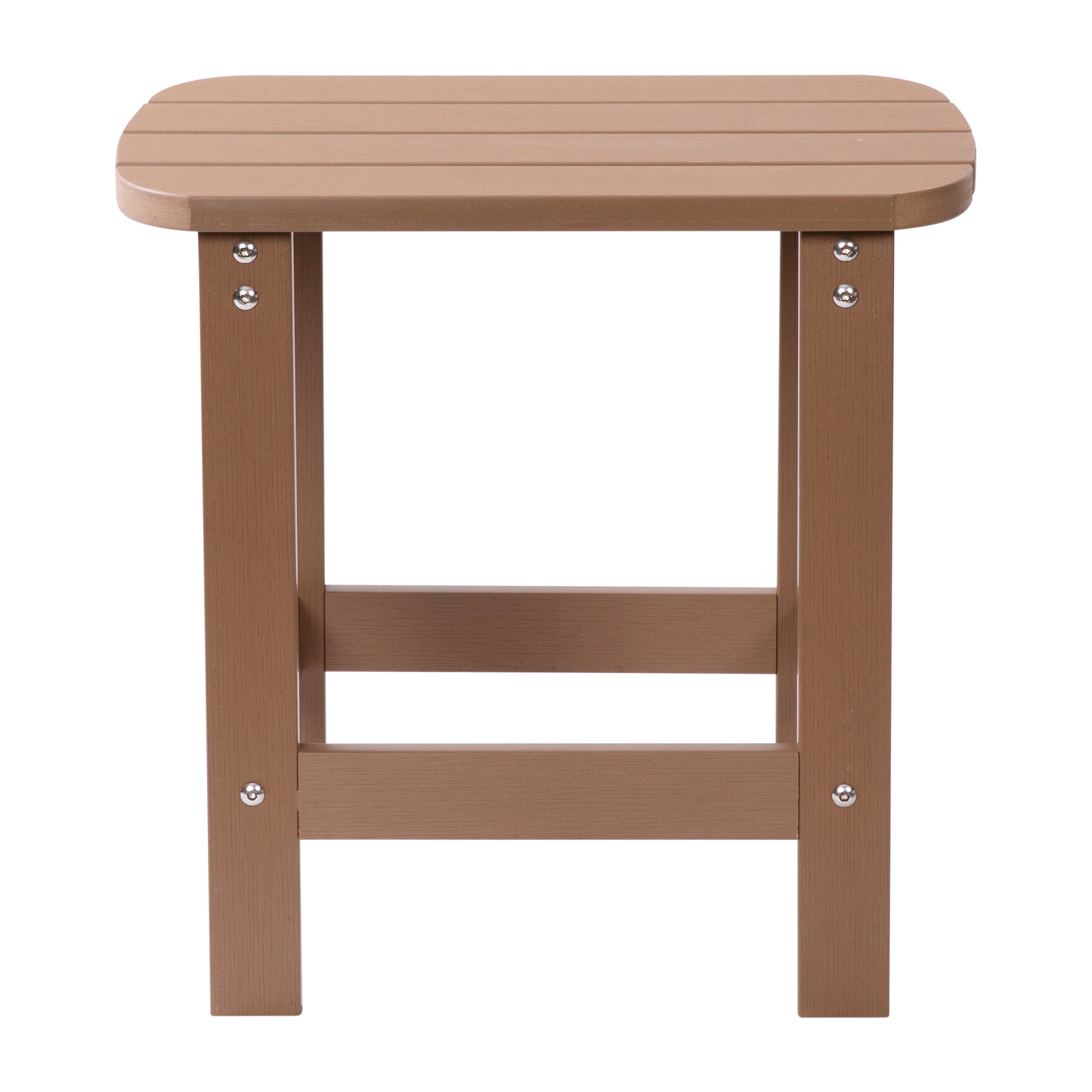 Charlestown All-Weather Poly Resin Wood Commercial Grade Adirondack Side Table in Natural Cedar