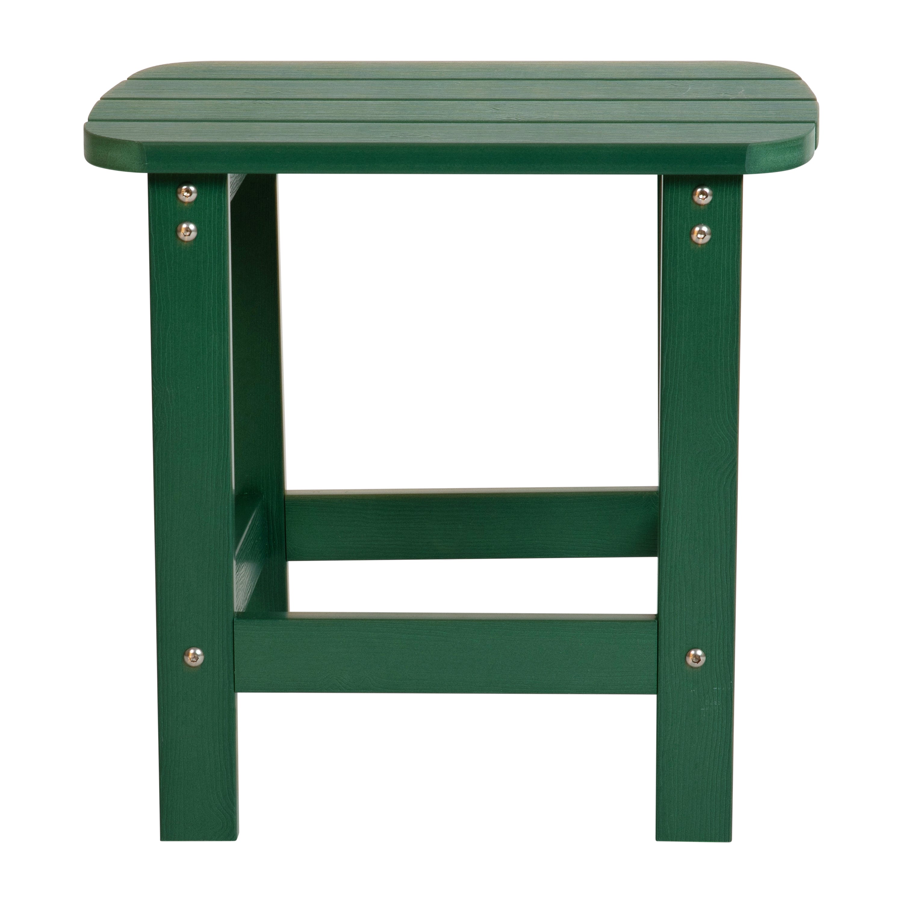 Charlestown All-Weather Poly Resin Wood Commercial Grade Adirondack Side Table in Green