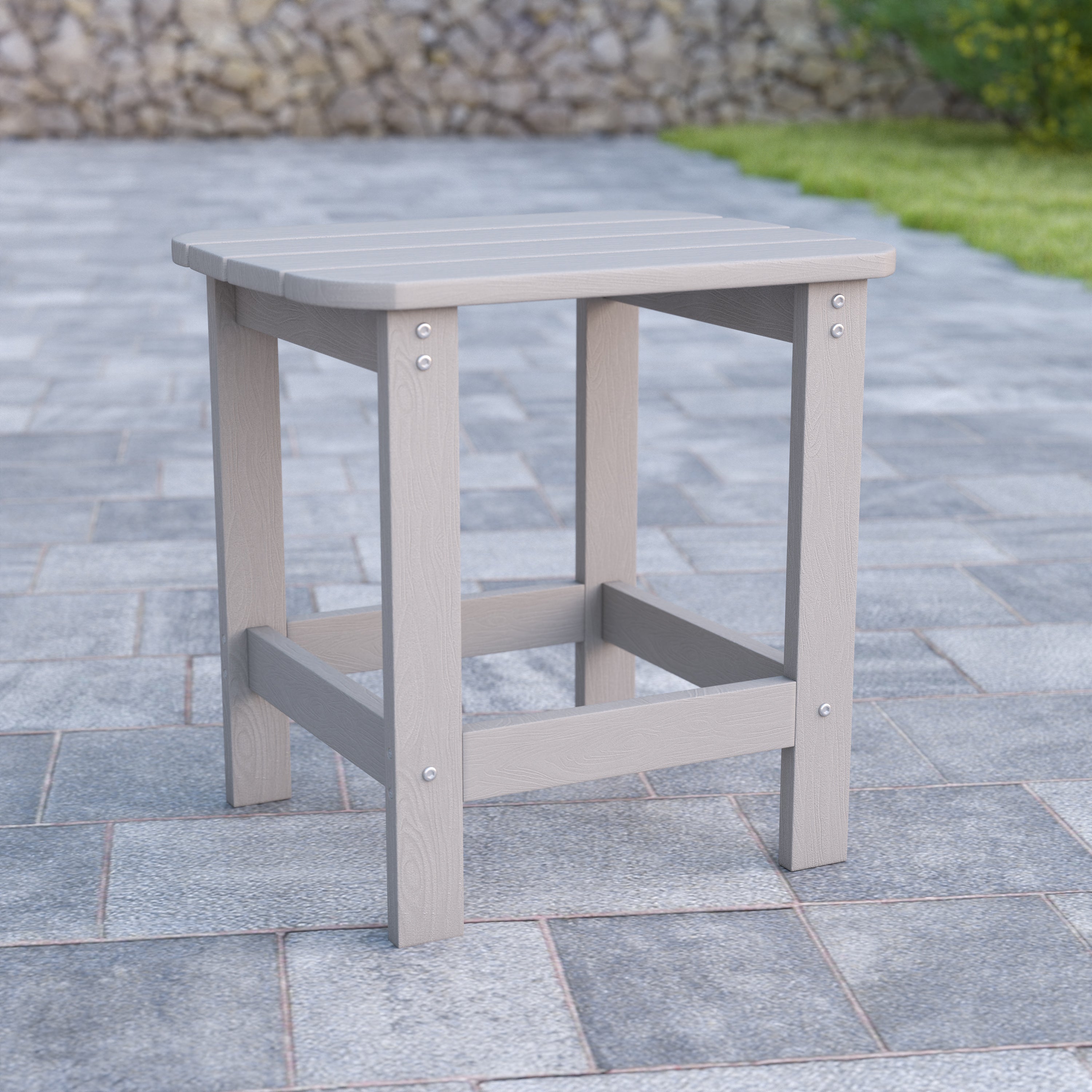 Charlestown All-Weather Poly Resin Wood Commercial Grade Adirondack Side Table in Gray