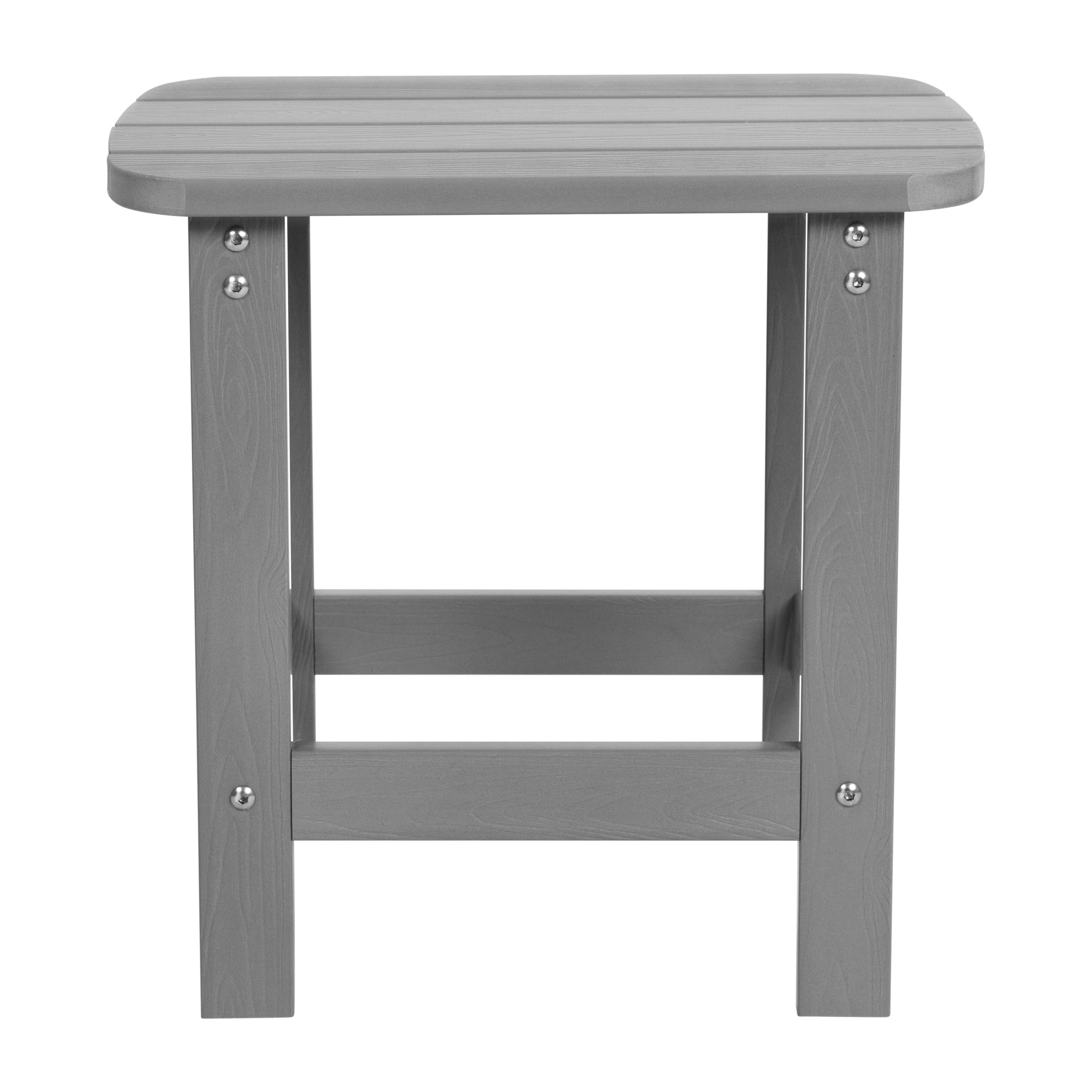 Charlestown All-Weather Poly Resin Wood Commercial Grade Adirondack Side Table in Gray