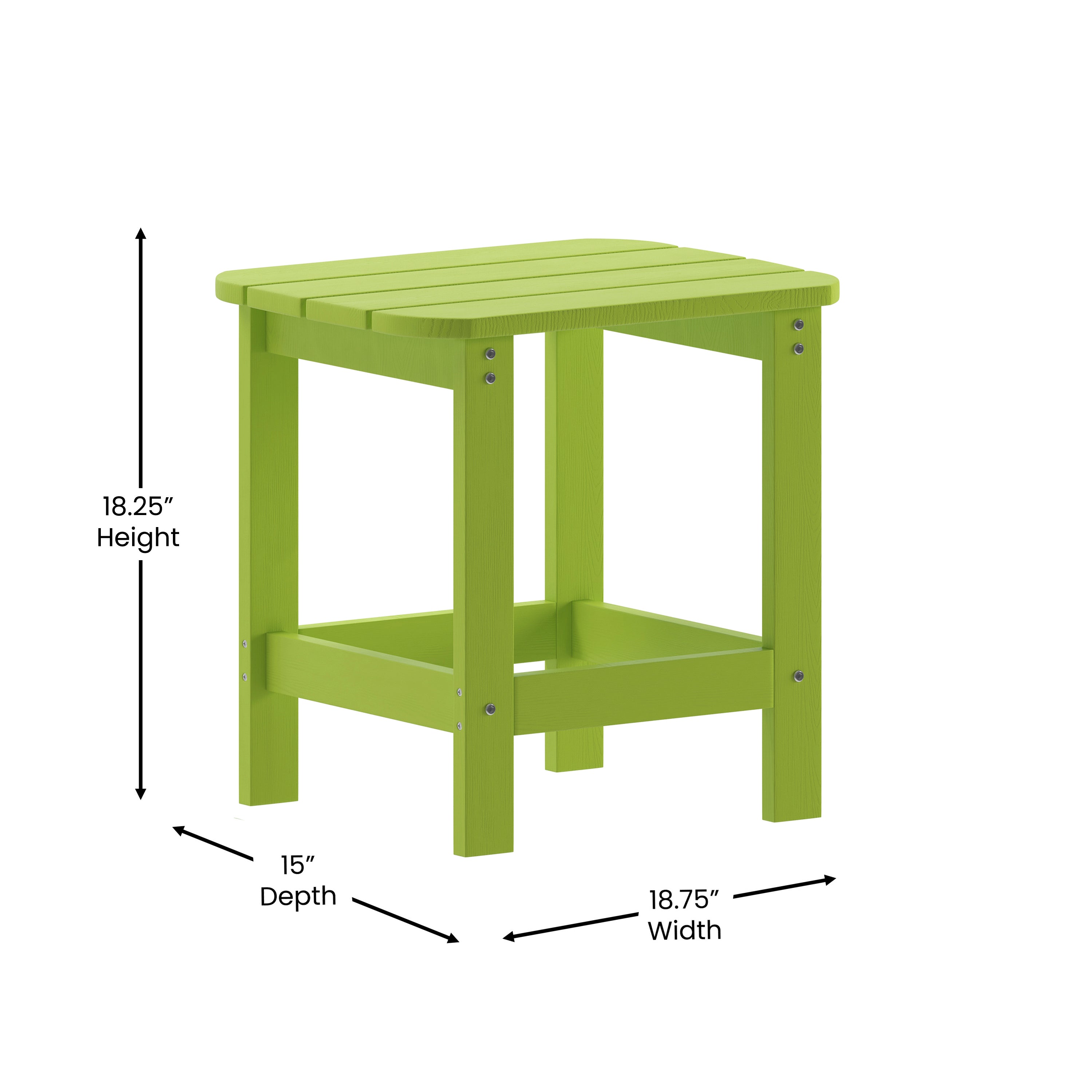 Charlestown Tiered Commercial Poly Resin Adirondack Side Table - Lime Green - All-Weather - Indoor/Outdoor