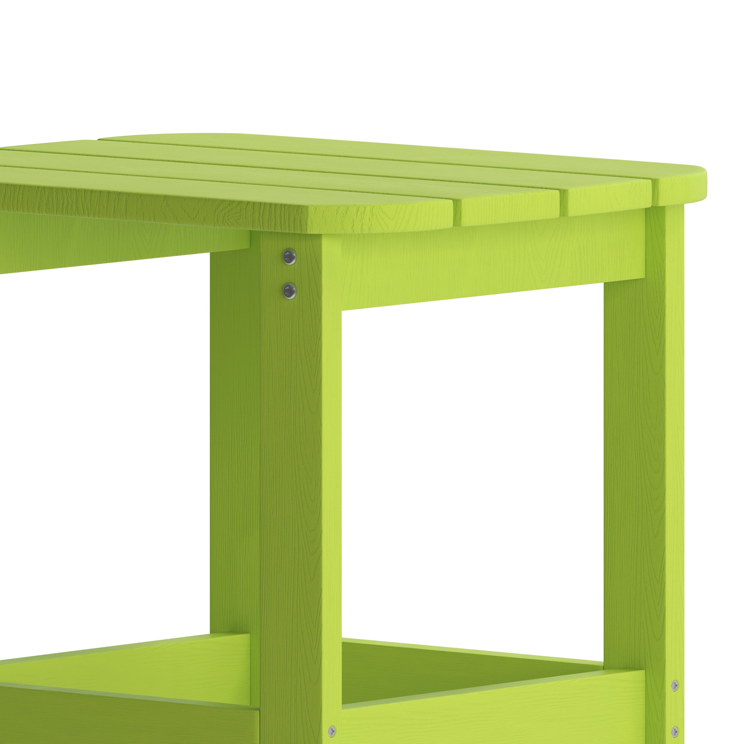 Charlestown Tiered Commercial Poly Resin Adirondack Side Table - Lime Green - All-Weather - Indoor/Outdoor