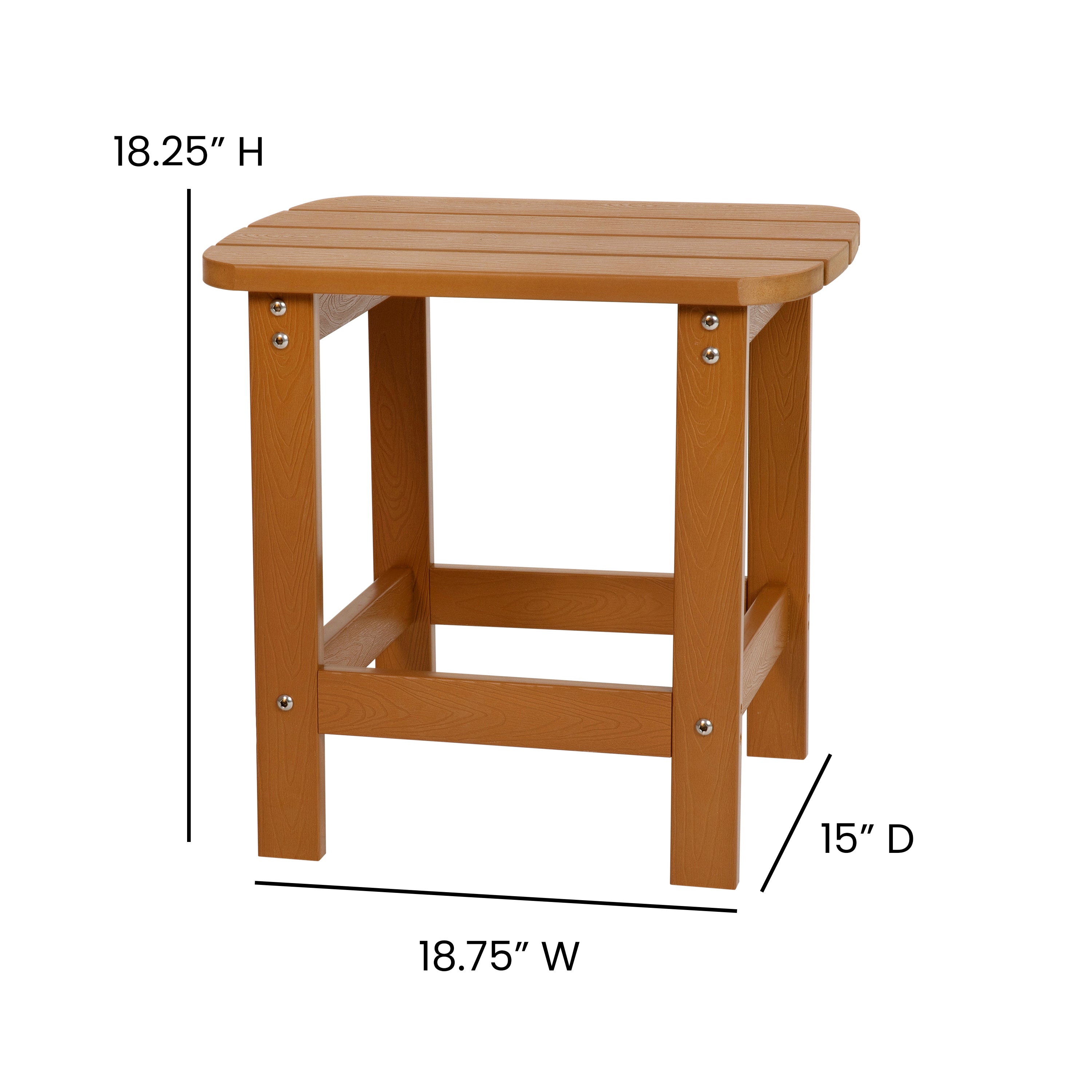 Charlestown All-Weather Poly Resin Wood Commercial Grade Adirondack Side Table in Teak