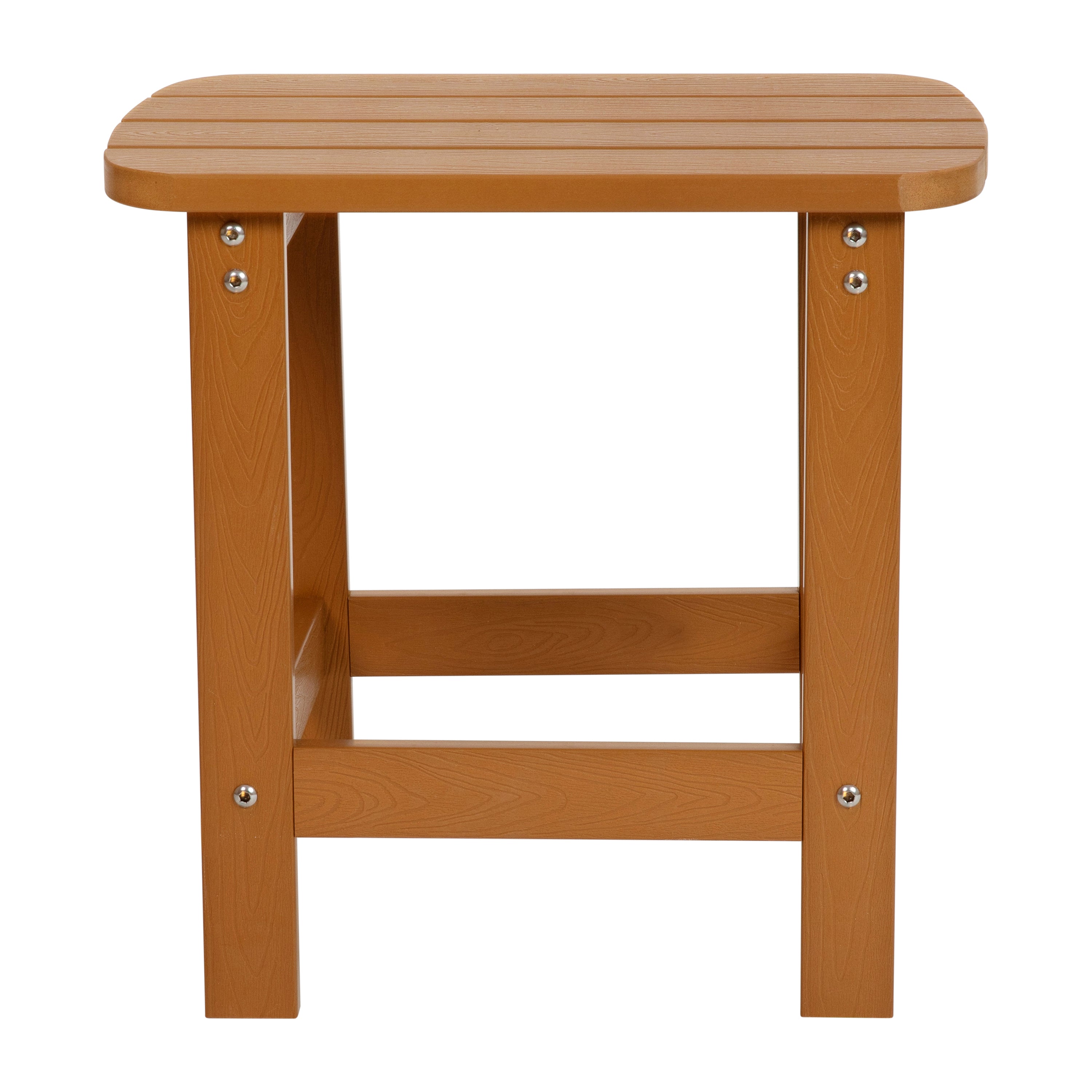 Charlestown All-Weather Poly Resin Wood Commercial Grade Adirondack Side Table in Teak