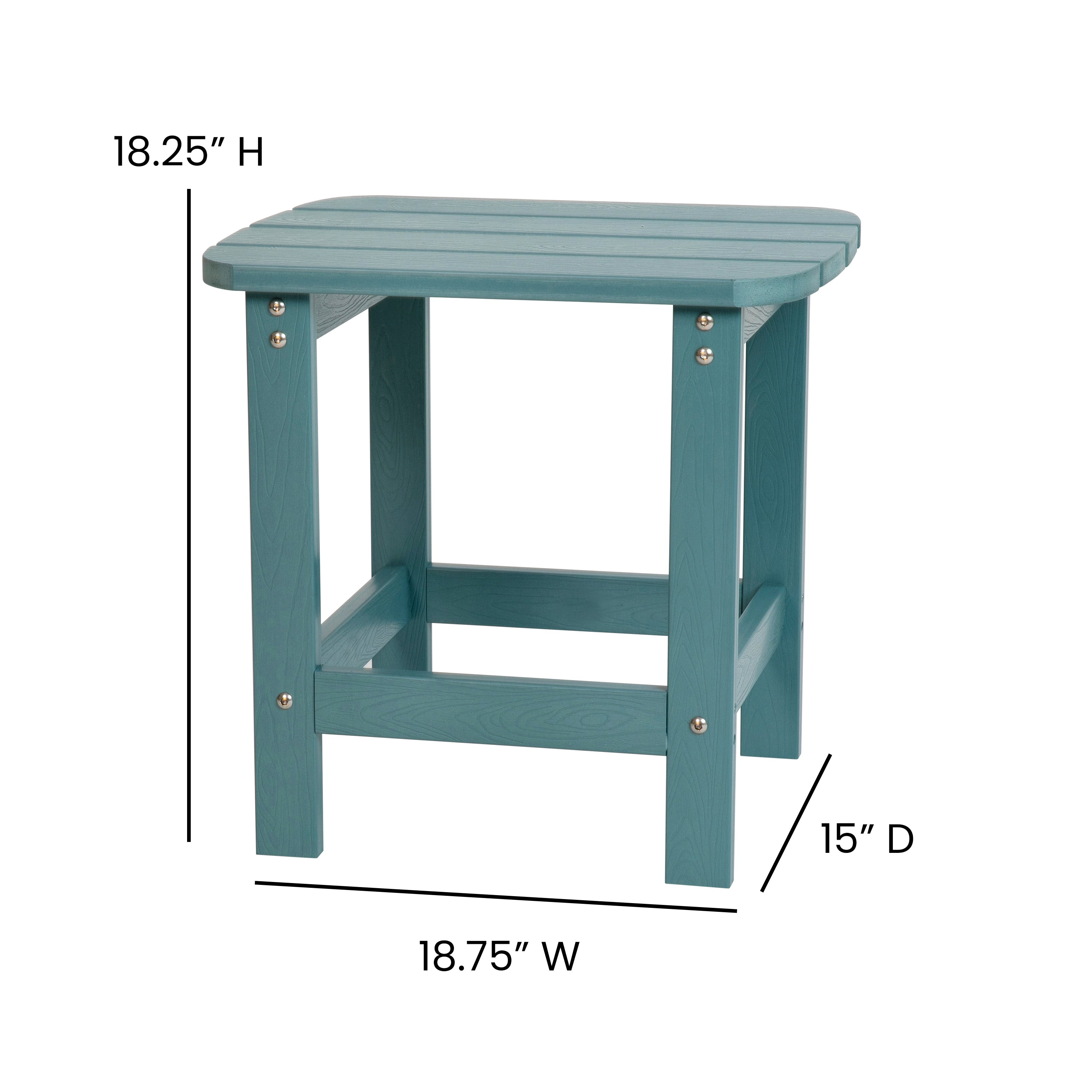 Charlestown All-Weather Poly Resin Wood Commercial Grade Adirondack Side Table in Teal