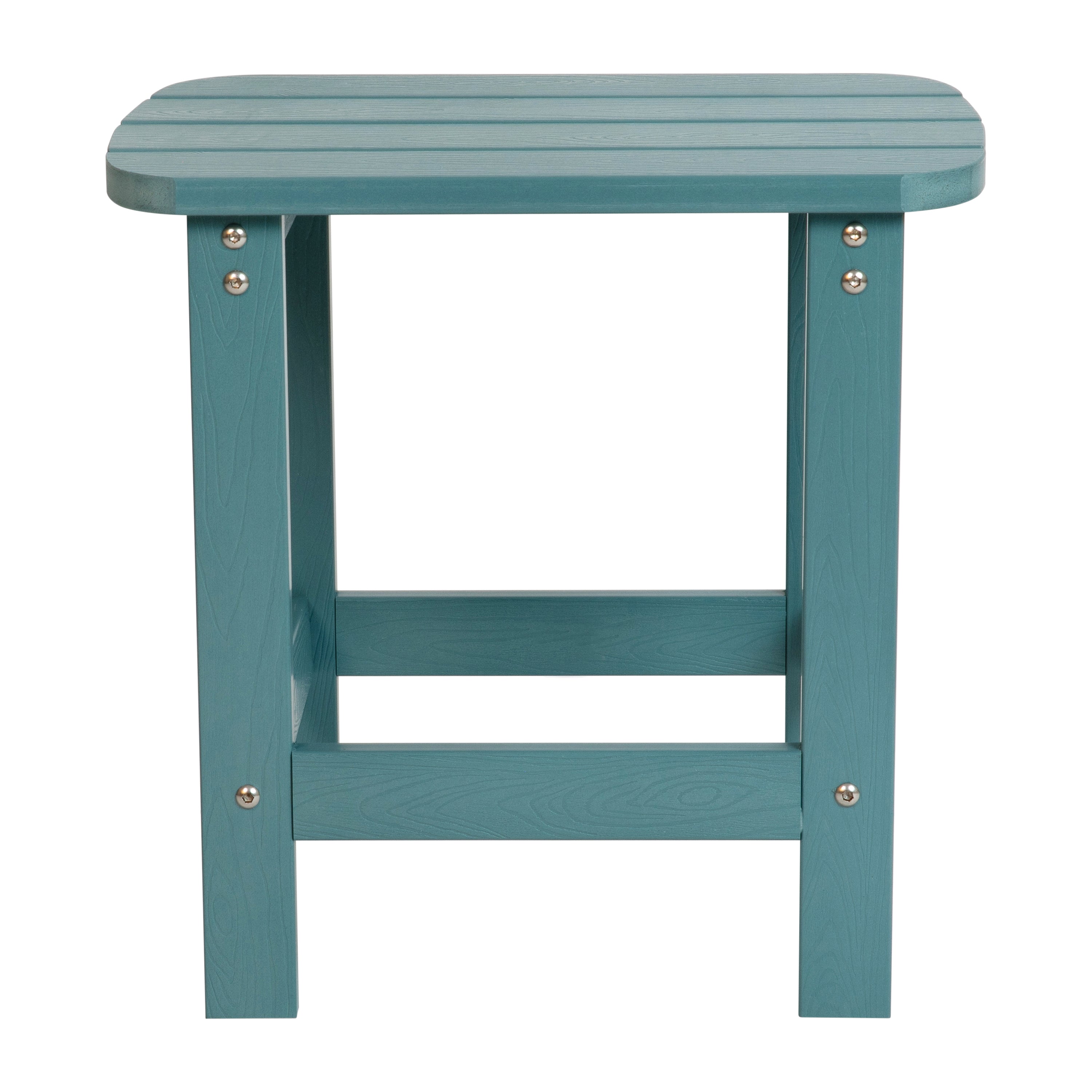 Charlestown All-Weather Poly Resin Wood Commercial Grade Adirondack Side Table in Teal
