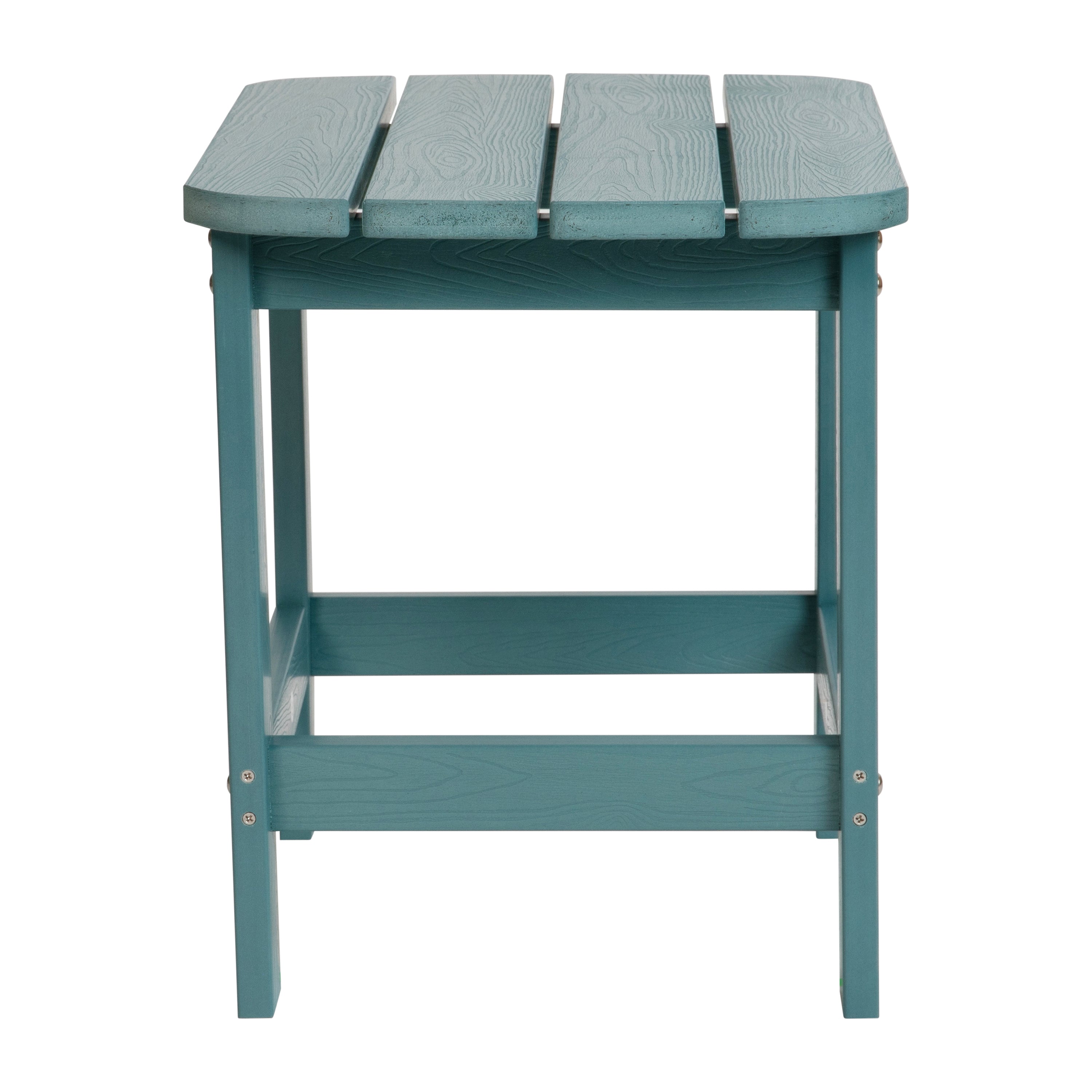 Charlestown All-Weather Poly Resin Wood Commercial Grade Adirondack Side Table in Teal