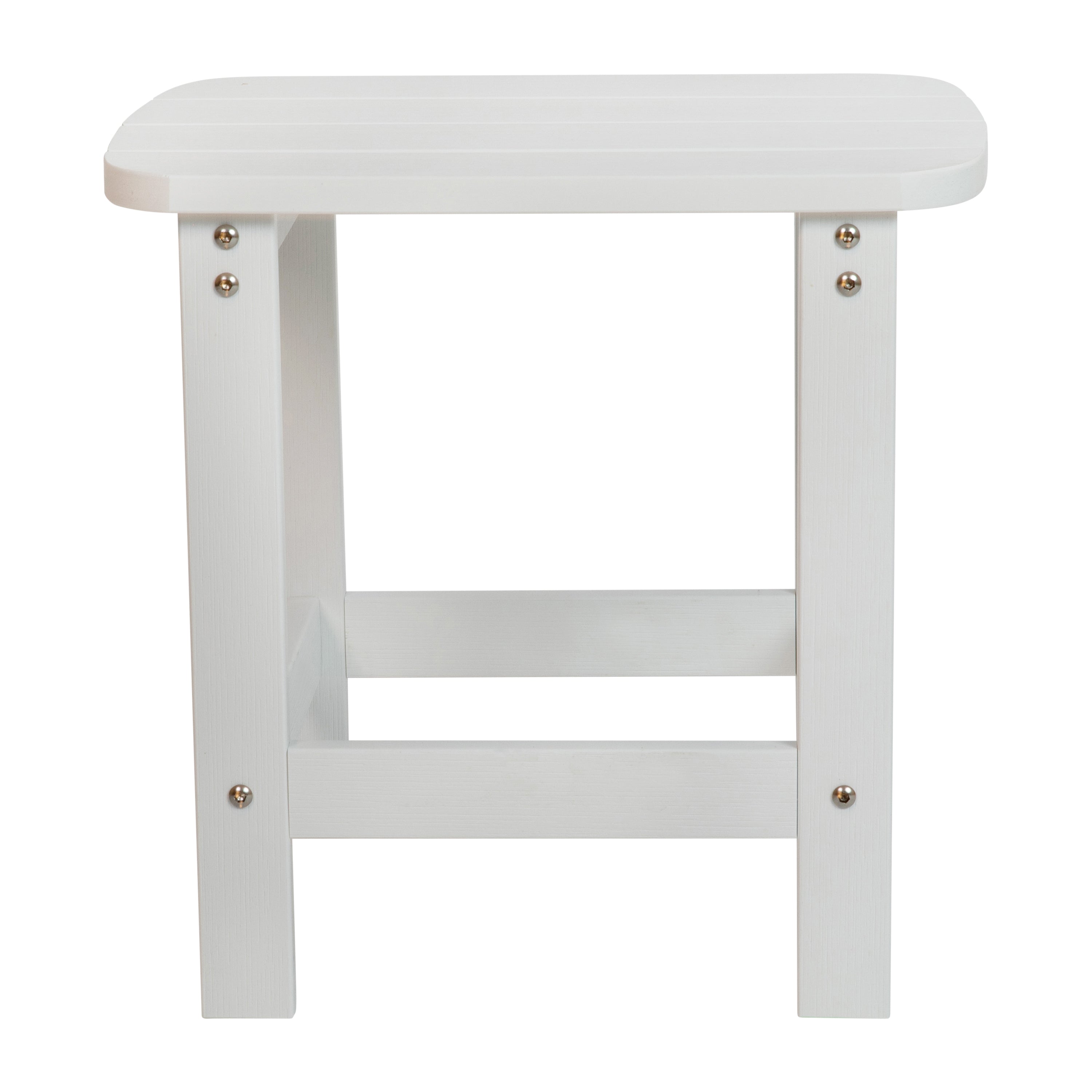 Charlestown All-Weather Poly Resin Wood Commercial Grade Adirondack Side Table in White