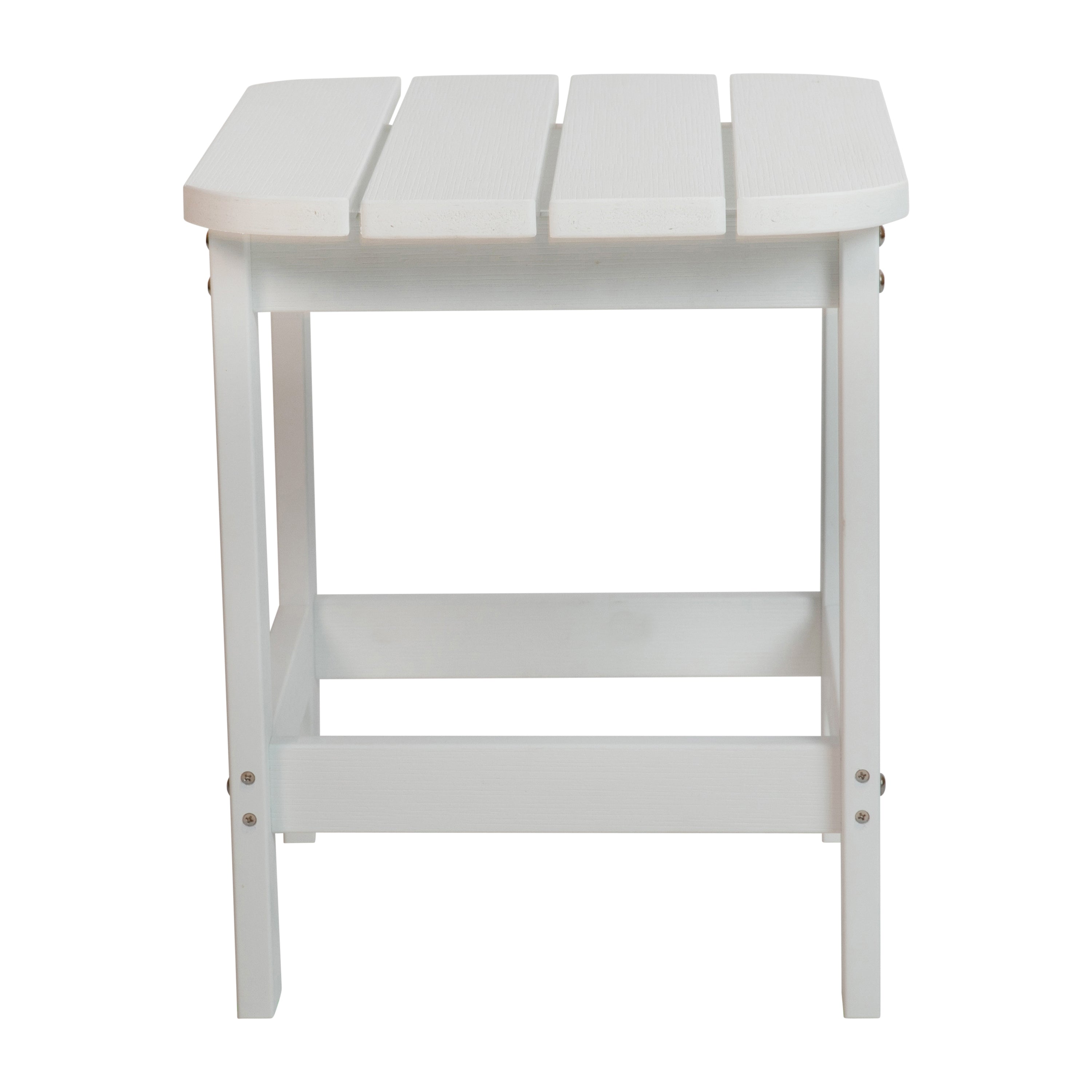 Charlestown All-Weather Poly Resin Wood Commercial Grade Adirondack Side Table in White