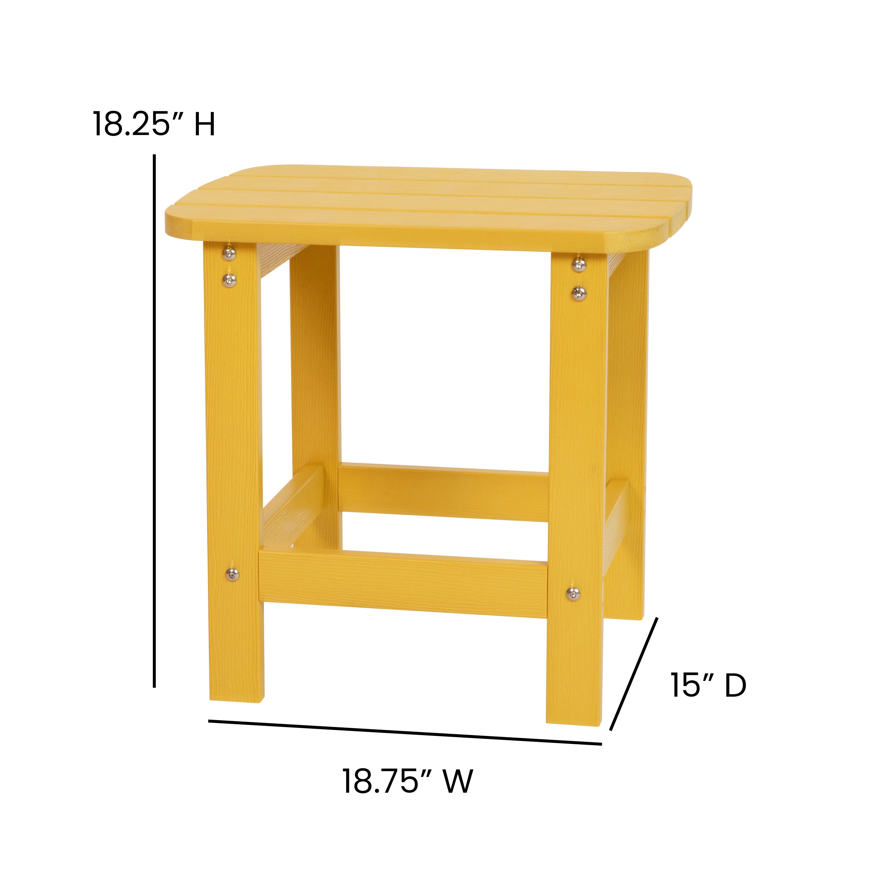 Charlestown All-Weather Poly Resin Wood Commercial Grade Adirondack Side Table in Yellow