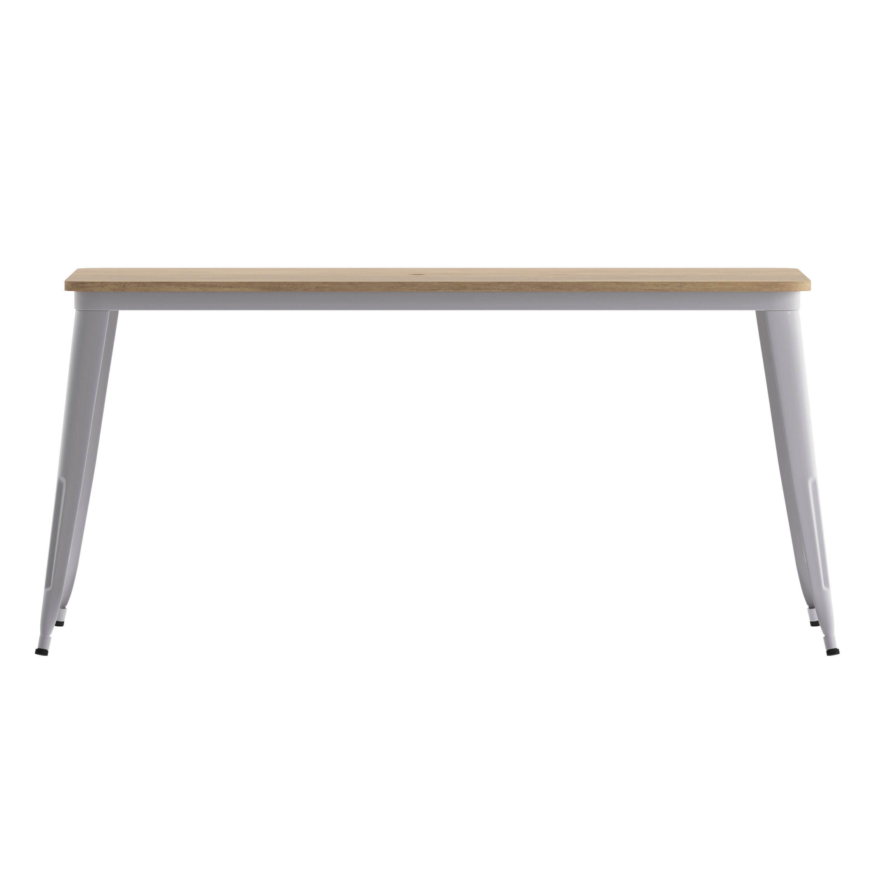 Declan Commercial Indoor/Outdoor Dining Table with Umbrella Hole, 30" x 60" All Weather Brown Poly Resin Top and Silver Steel Base