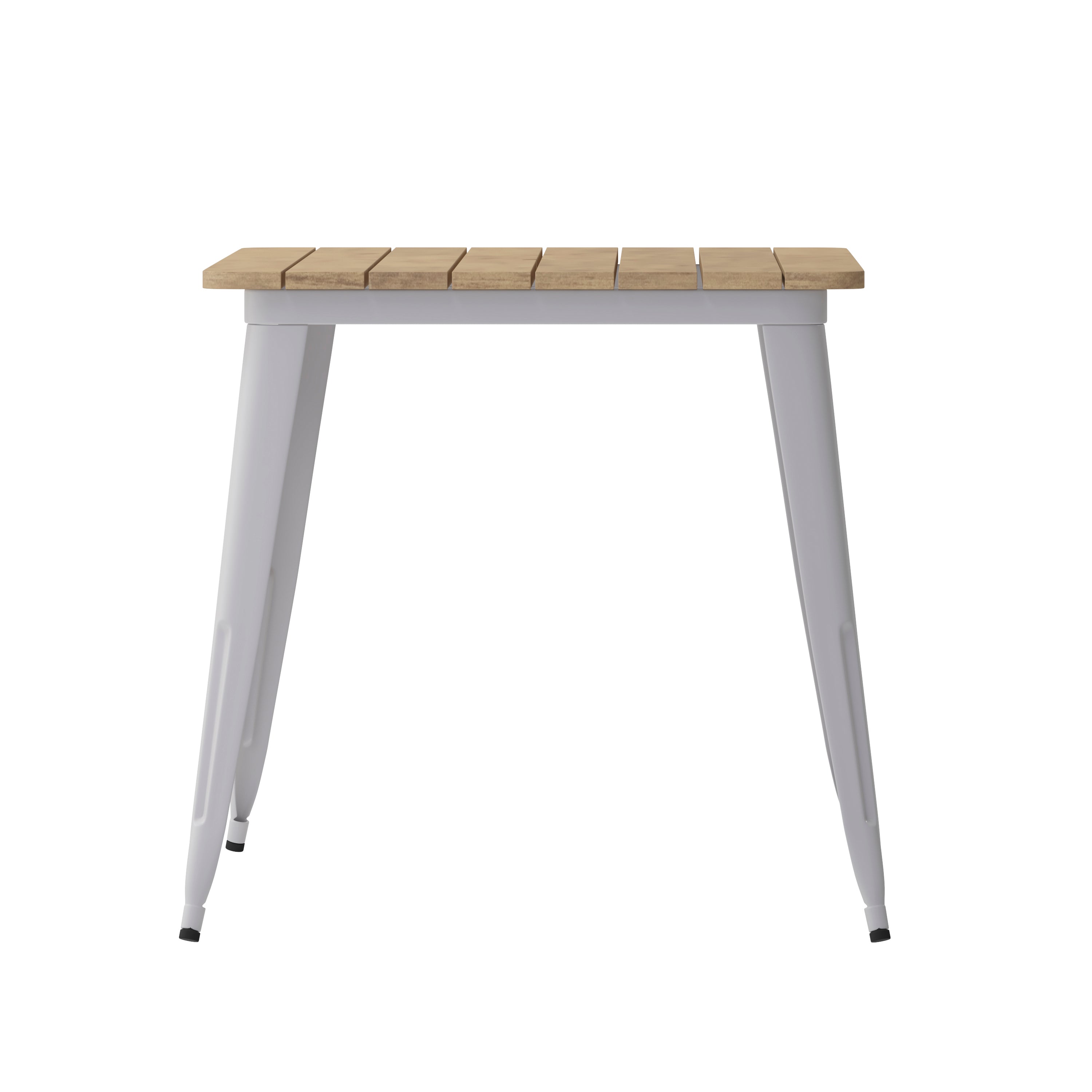Declan Commercial Indoor/Outdoor Dining Table with Umbrella Hole, 30" x 60" All Weather Brown Poly Resin Top and Silver Steel Base