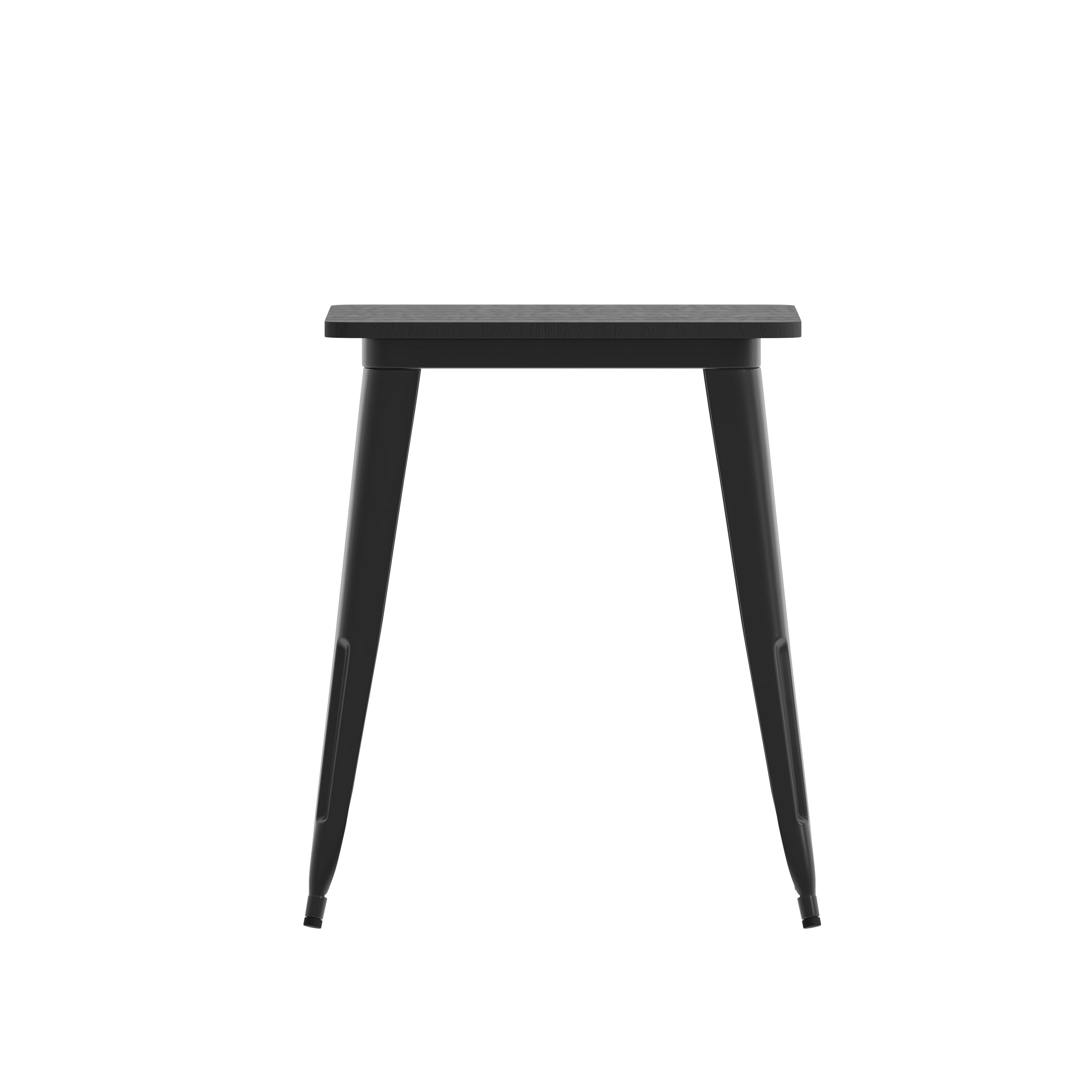 Declan Commercial Grade Indoor/Outdoor Dining Table, 23.75" Square All Weather Black Poly Resin Top with Black Steel Base