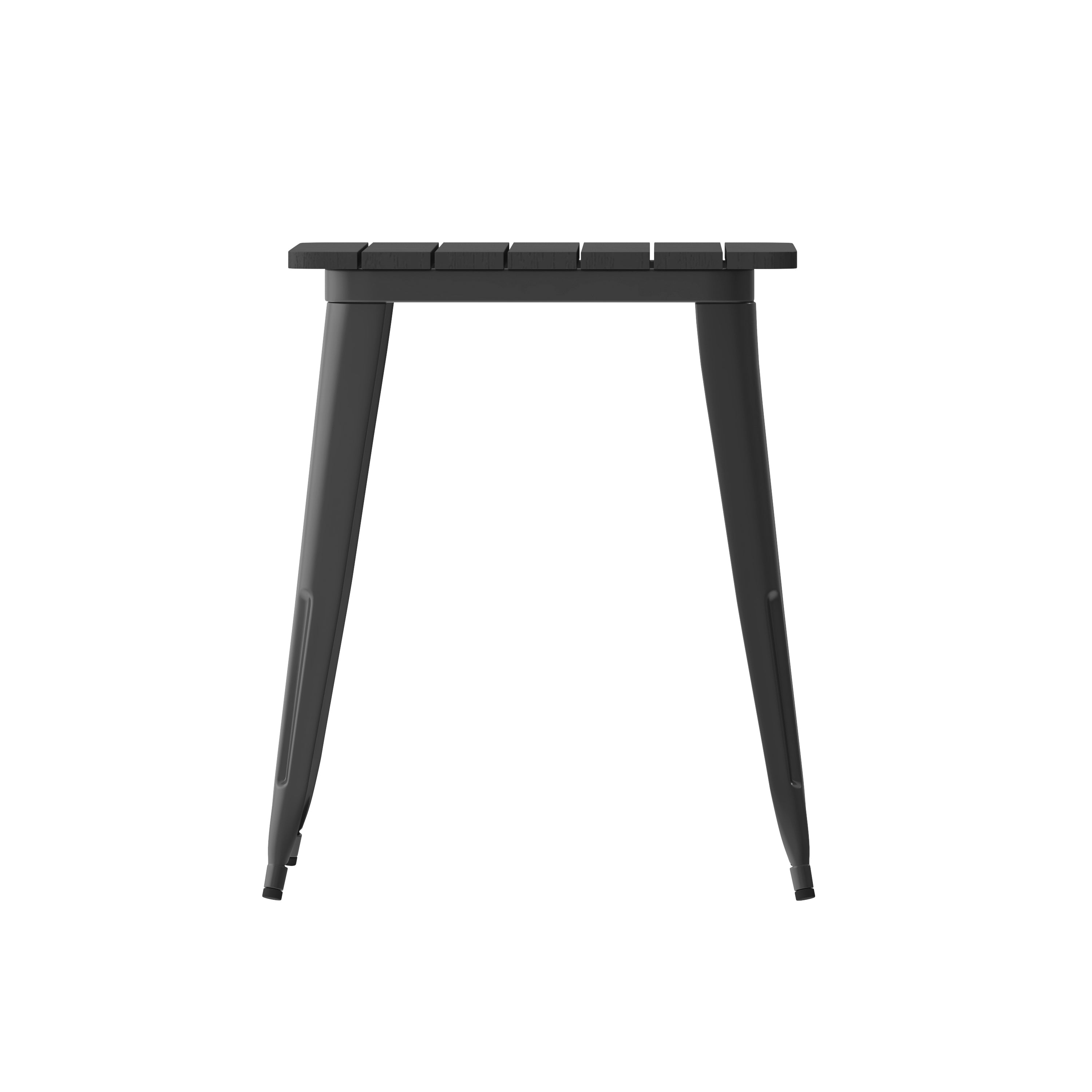 Declan Commercial Grade Indoor/Outdoor Dining Table, 23.75" Square All Weather Black Poly Resin Top with Black Steel Base