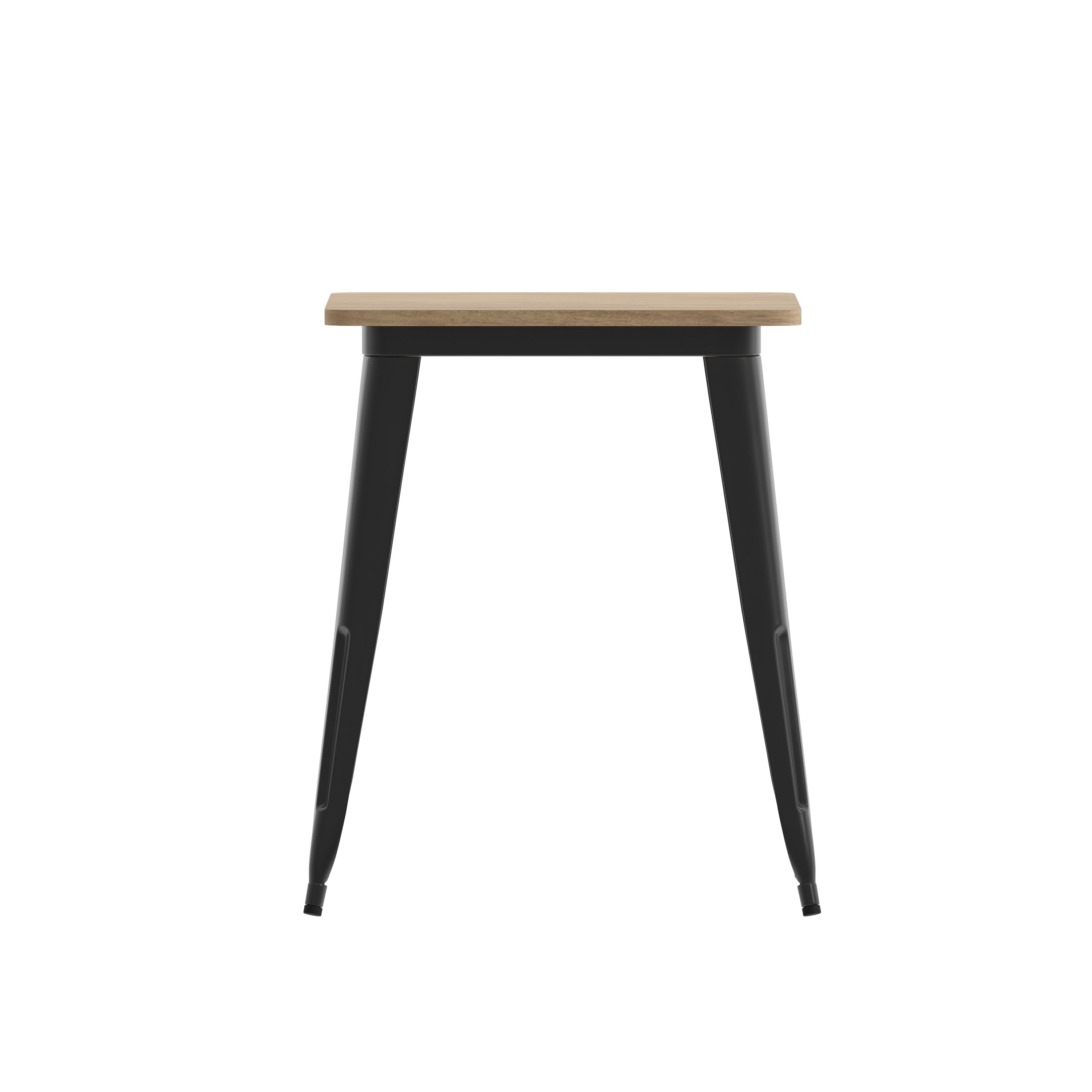 Declan Commercial Grade Indoor/Outdoor Dining Table, 23.75" Square All Weather Brown Poly Resin Top with Black Steel Base