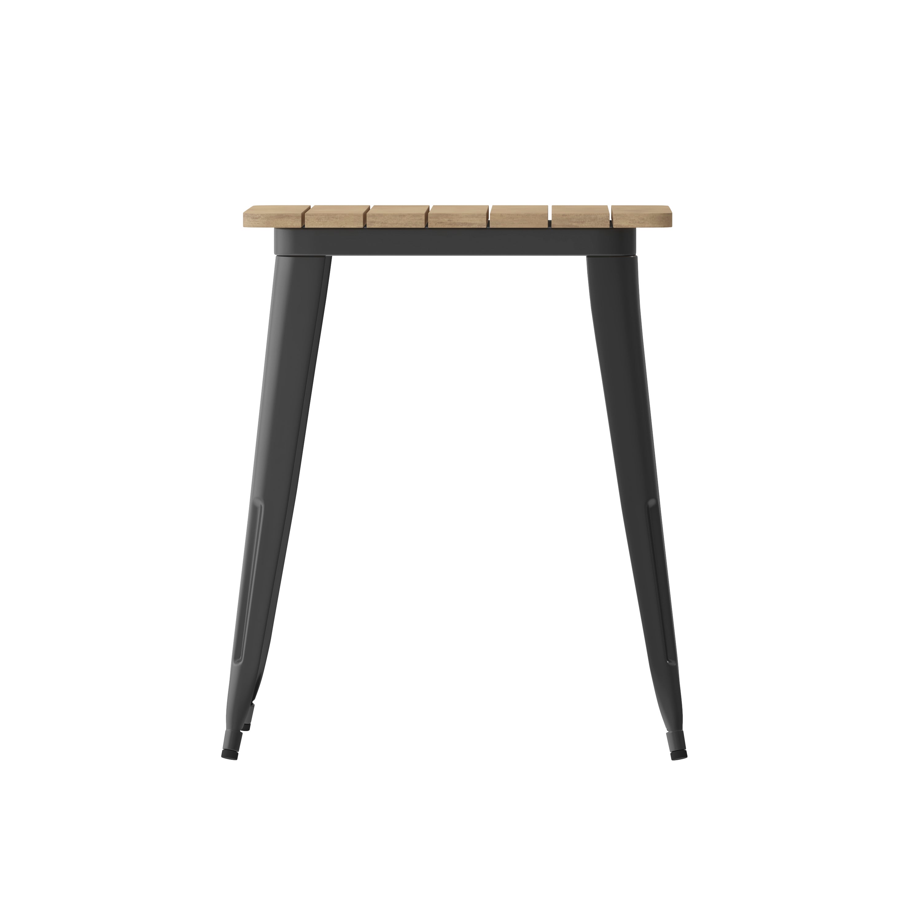 Declan Commercial Grade Indoor/Outdoor Dining Table, 23.75" Square All Weather Brown Poly Resin Top with Black Steel Base