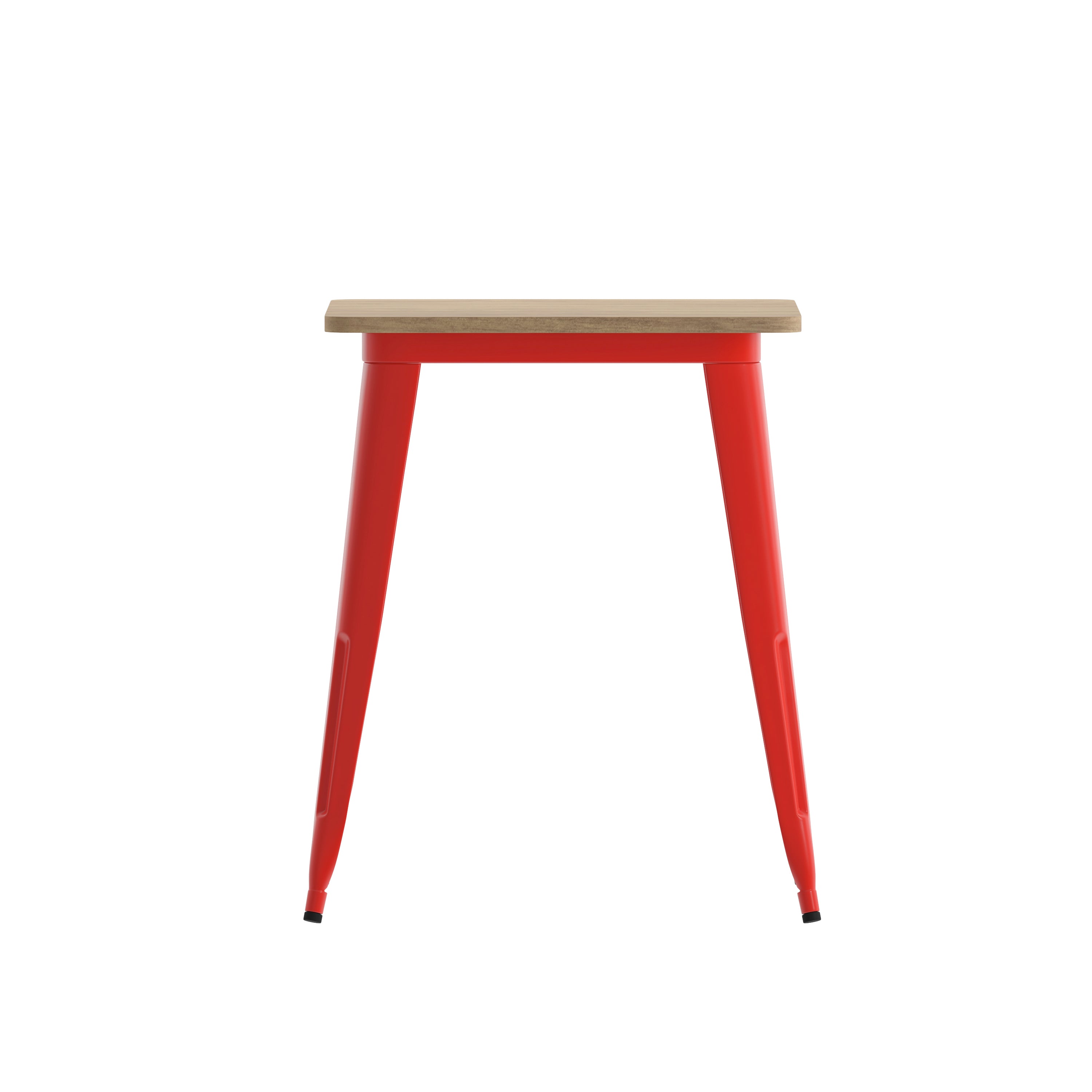 Declan Commercial Grade Indoor/Outdoor Dining Table, 23.75" Square All Weather Brown Poly Resin Top with Red Steel Base