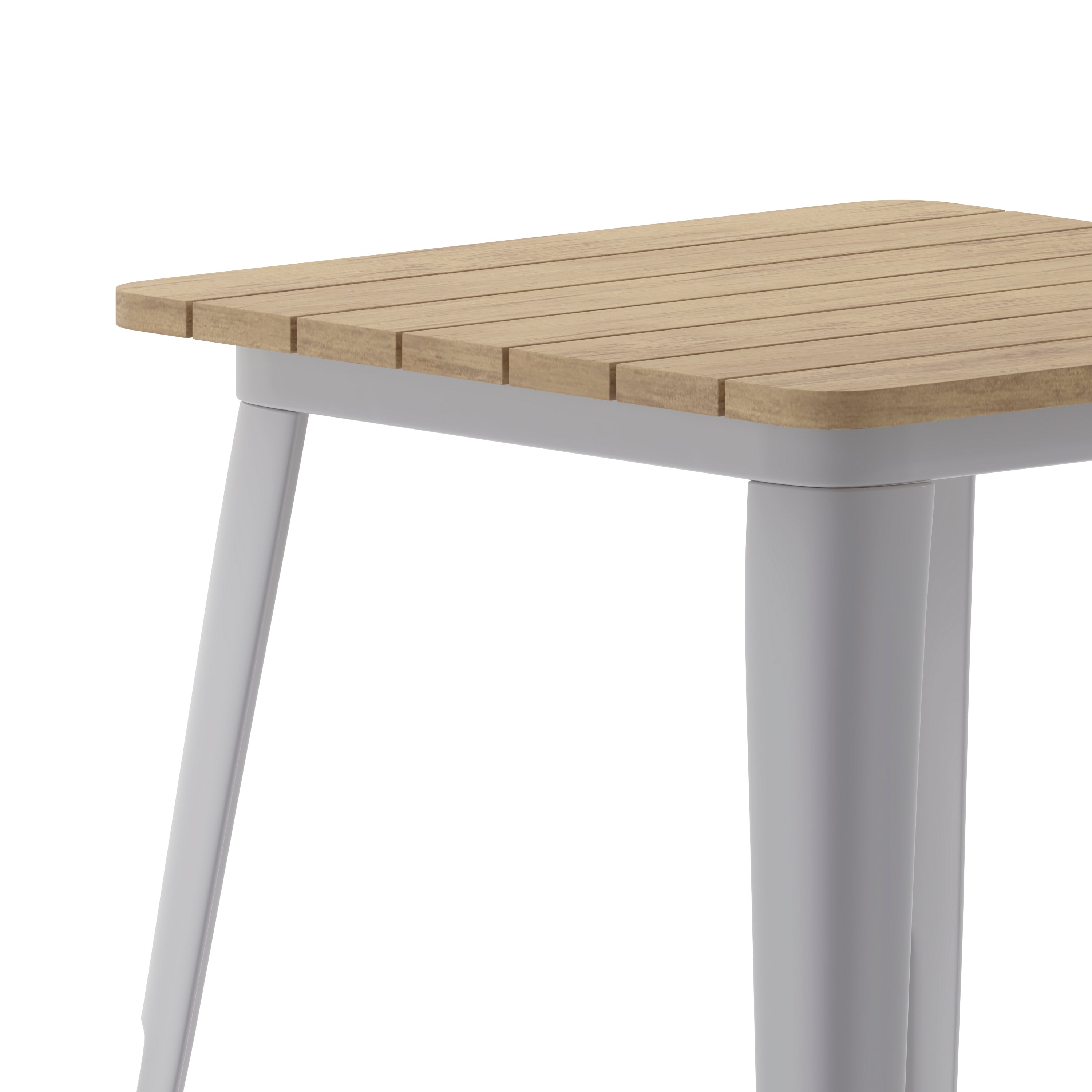 Declan Commercial Grade Indoor/Outdoor Dining Table, 23.75" Square All Weather Brown Poly Resin Top with Silver Steel Base
