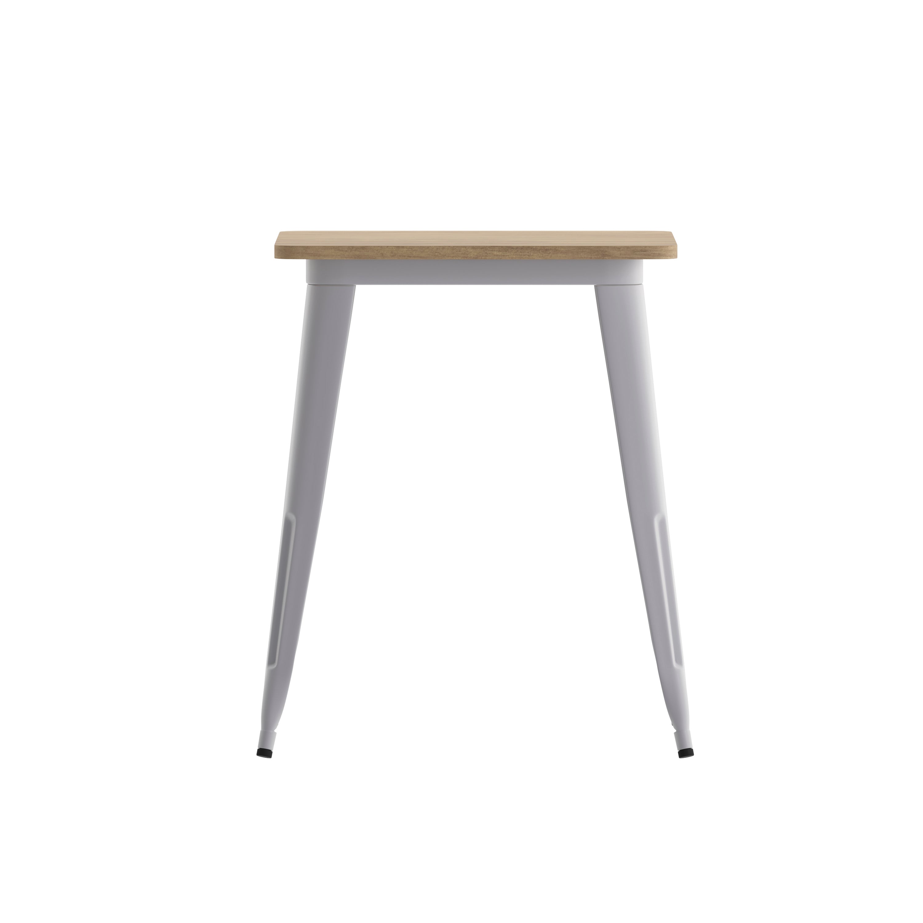 Declan Commercial Grade Indoor/Outdoor Dining Table, 23.75" Square All Weather Brown Poly Resin Top with Silver Steel Base