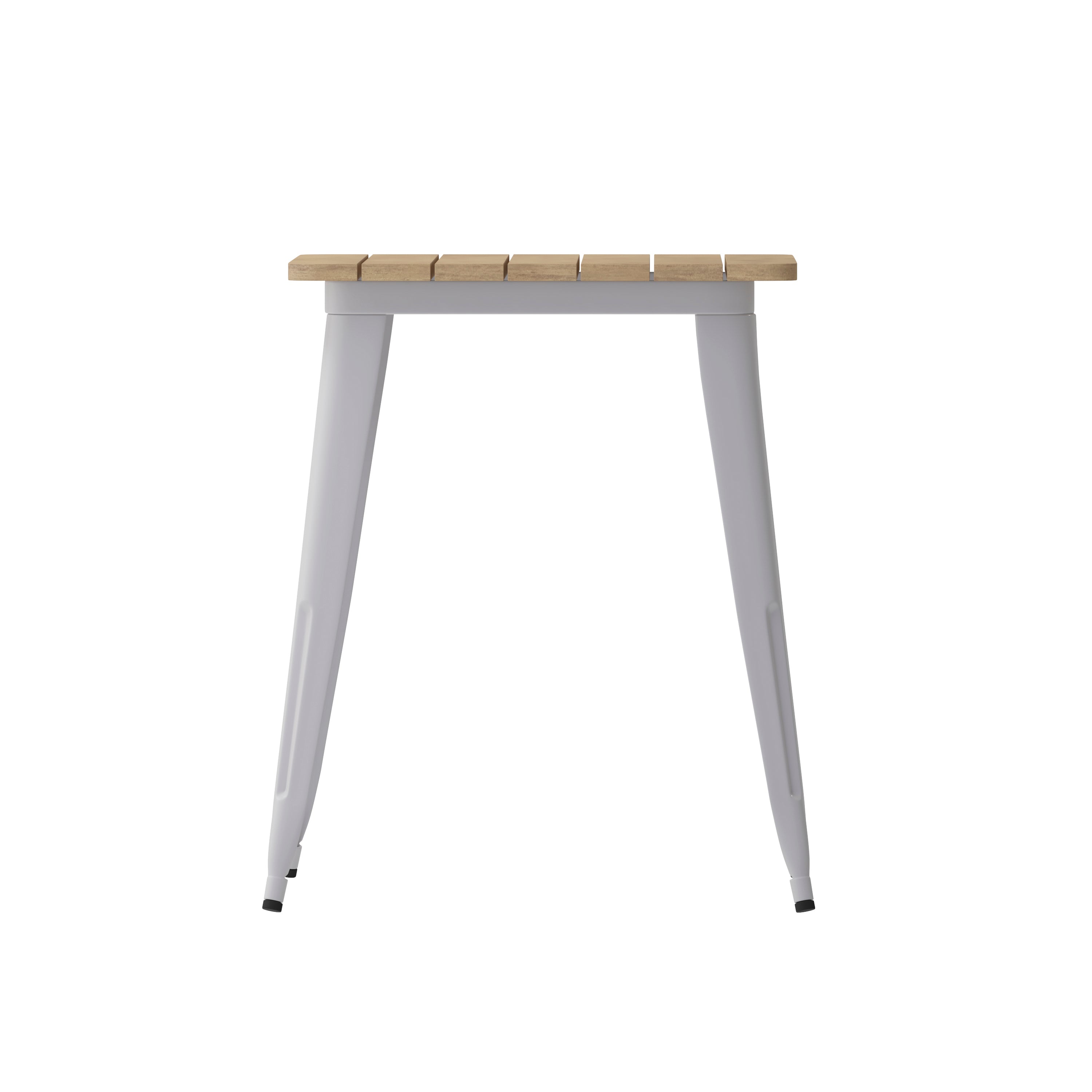 Declan Commercial Grade Indoor/Outdoor Dining Table, 23.75" Square All Weather Brown Poly Resin Top with Silver Steel Base