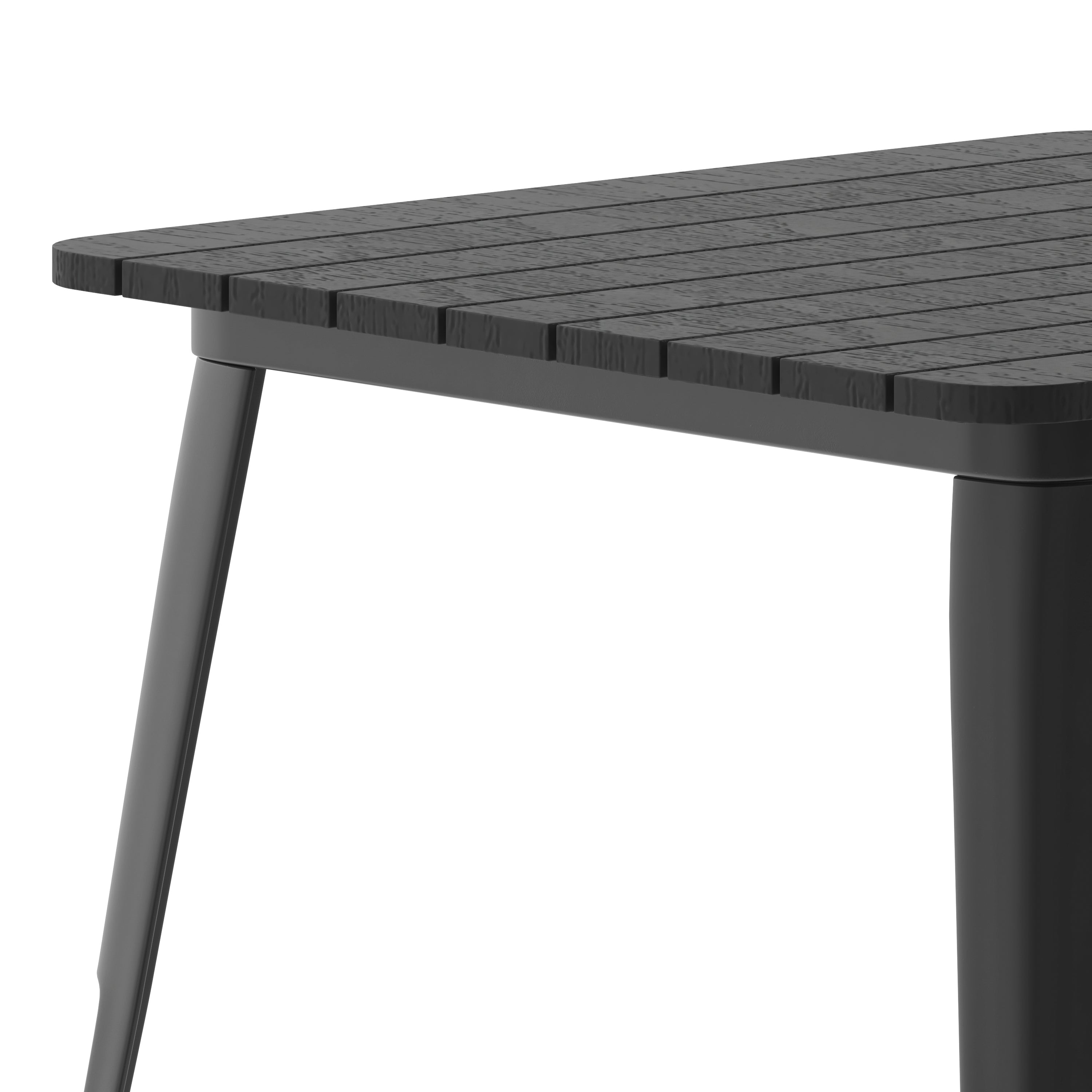 Declan Commercial Grade Indoor/Outdoor Dining Table, 31.5" Square All Weather Black Poly Resin Top with Black Steel Base