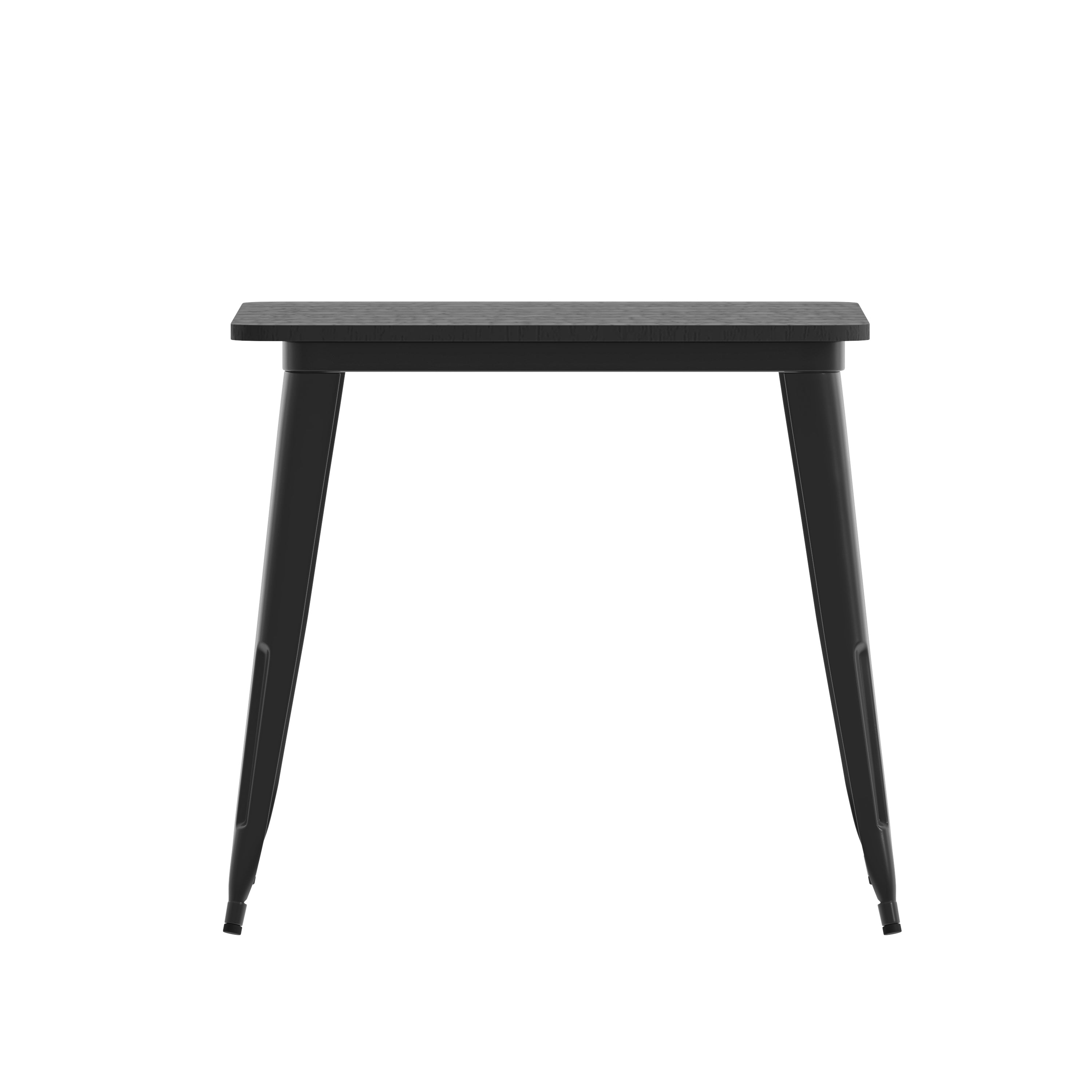 Declan Commercial Grade Indoor/Outdoor Dining Table, 31.5" Square All Weather Black Poly Resin Top with Black Steel Base
