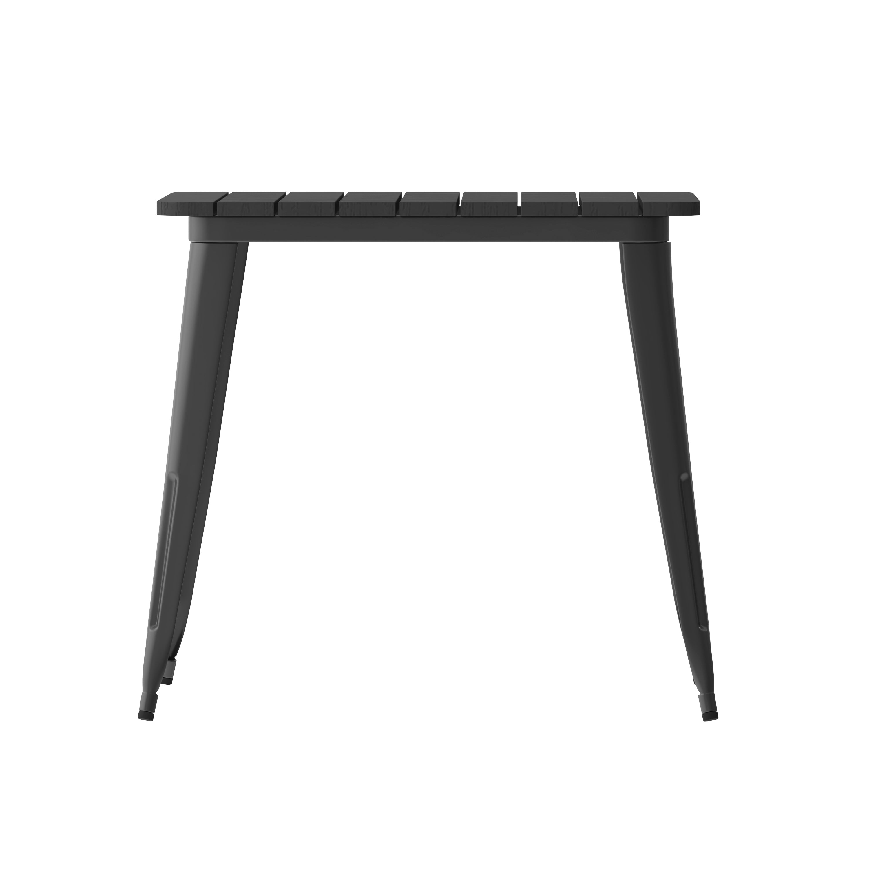 Declan Commercial Grade Indoor/Outdoor Dining Table, 31.5" Square All Weather Black Poly Resin Top with Black Steel Base