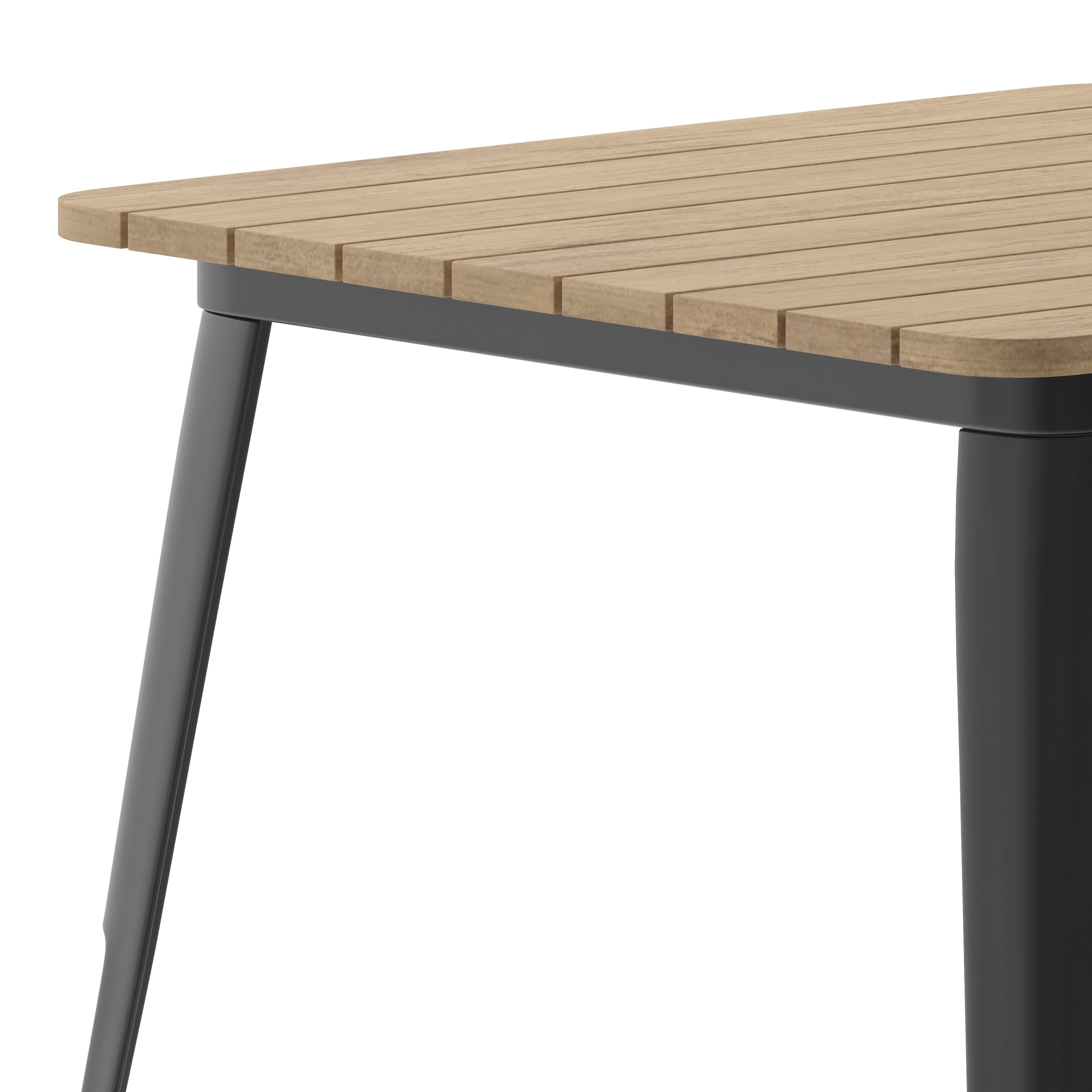 Declan Commercial Grade Indoor/Outdoor Dining Table, 31.5" Square All Weather Brown Poly Resin Top with Black Steel Base