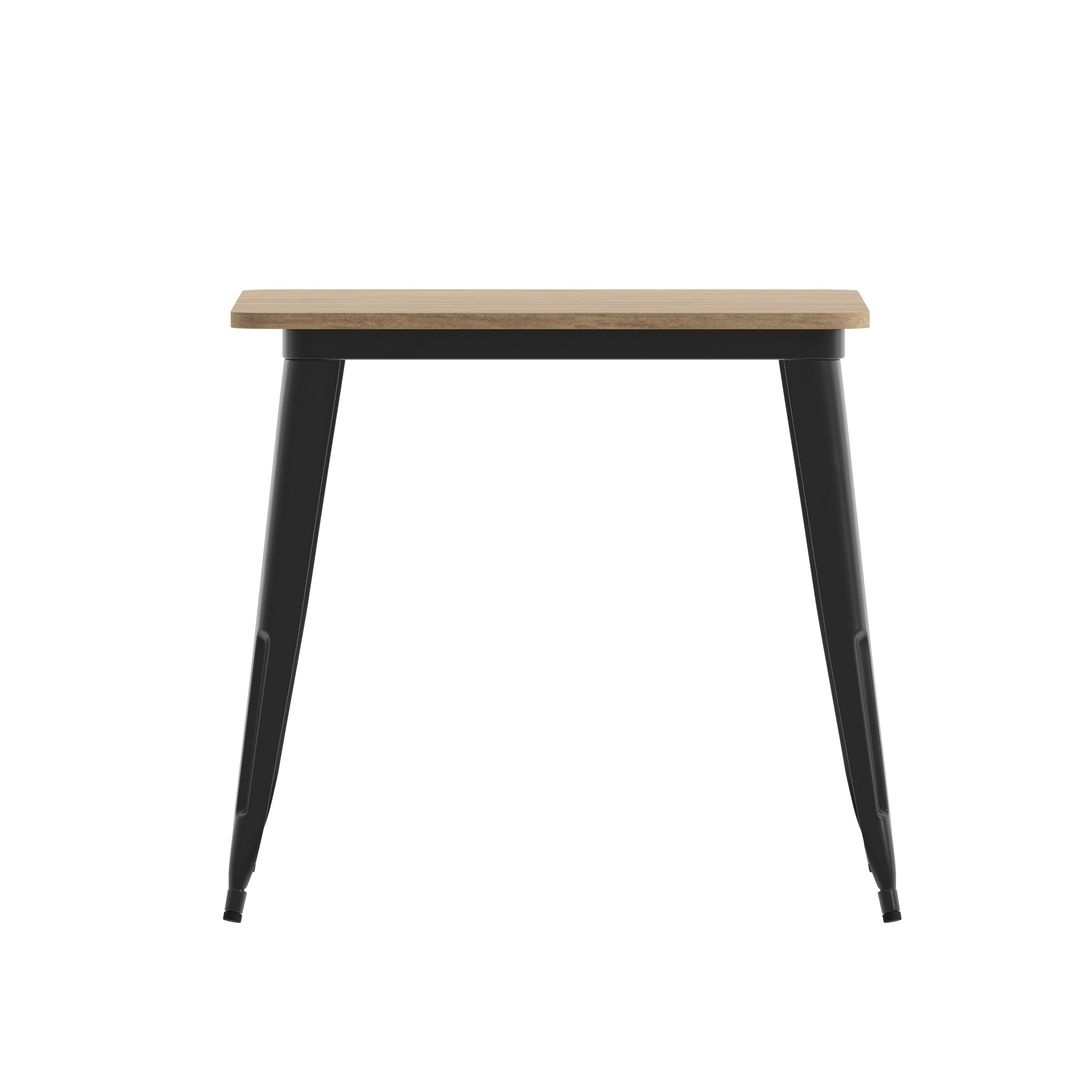 Declan Commercial Grade Indoor/Outdoor Dining Table, 31.5" Square All Weather Brown Poly Resin Top with Black Steel Base