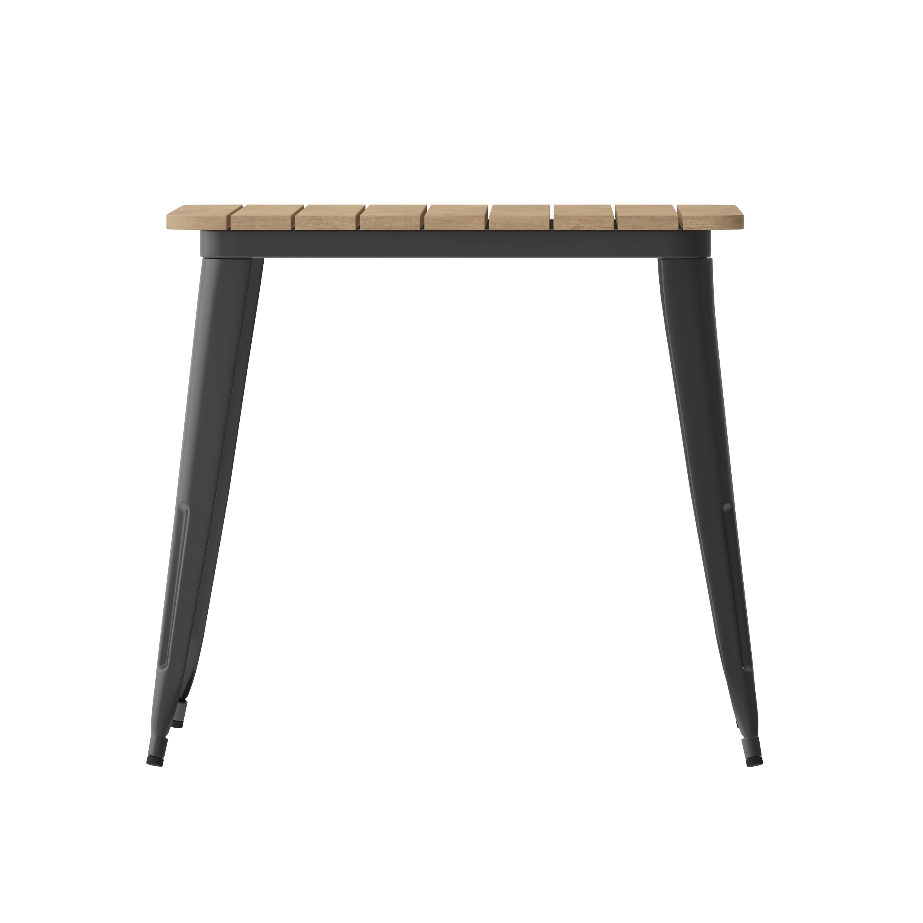 Declan Commercial Grade Indoor/Outdoor Dining Table, 31.5" Square All Weather Brown Poly Resin Top with Black Steel Base