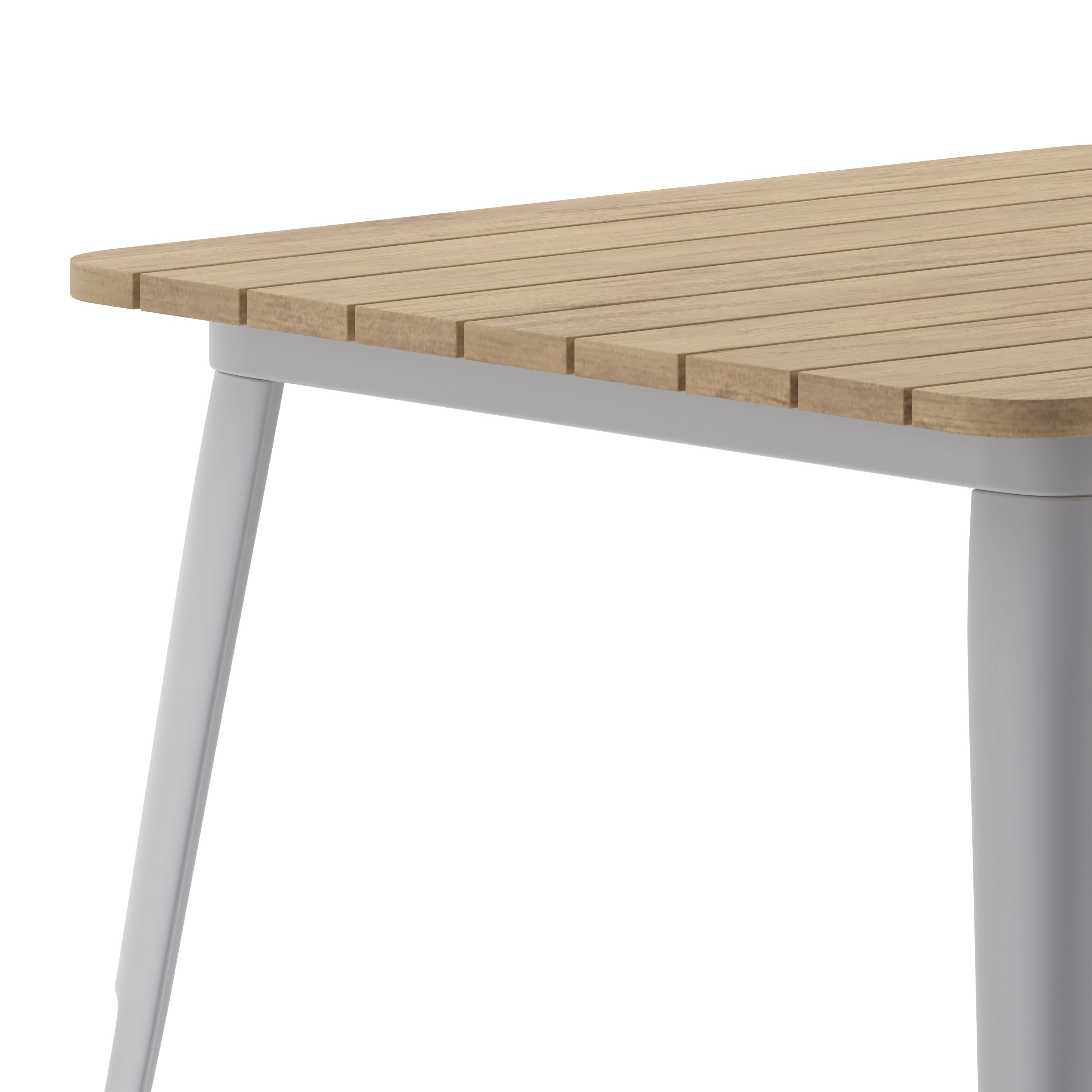 Declan Commercial Grade Indoor/Outdoor Dining Table, 31.5" Square All Weather Brown Poly Resin Top with Silver Steel Base