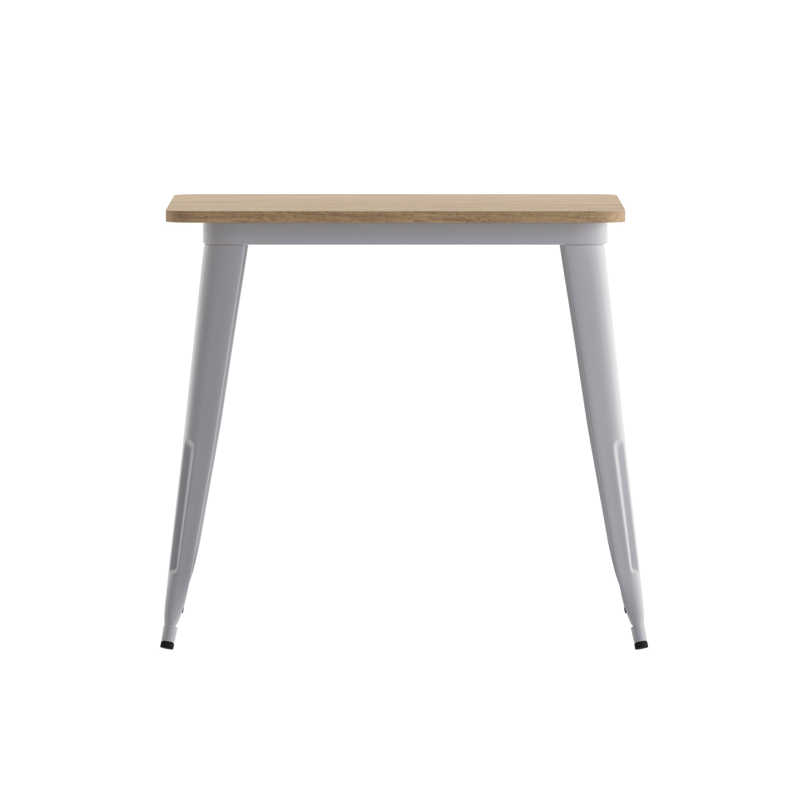 Declan Commercial Grade Indoor/Outdoor Dining Table, 31.5" Square All Weather Brown Poly Resin Top with Silver Steel Base