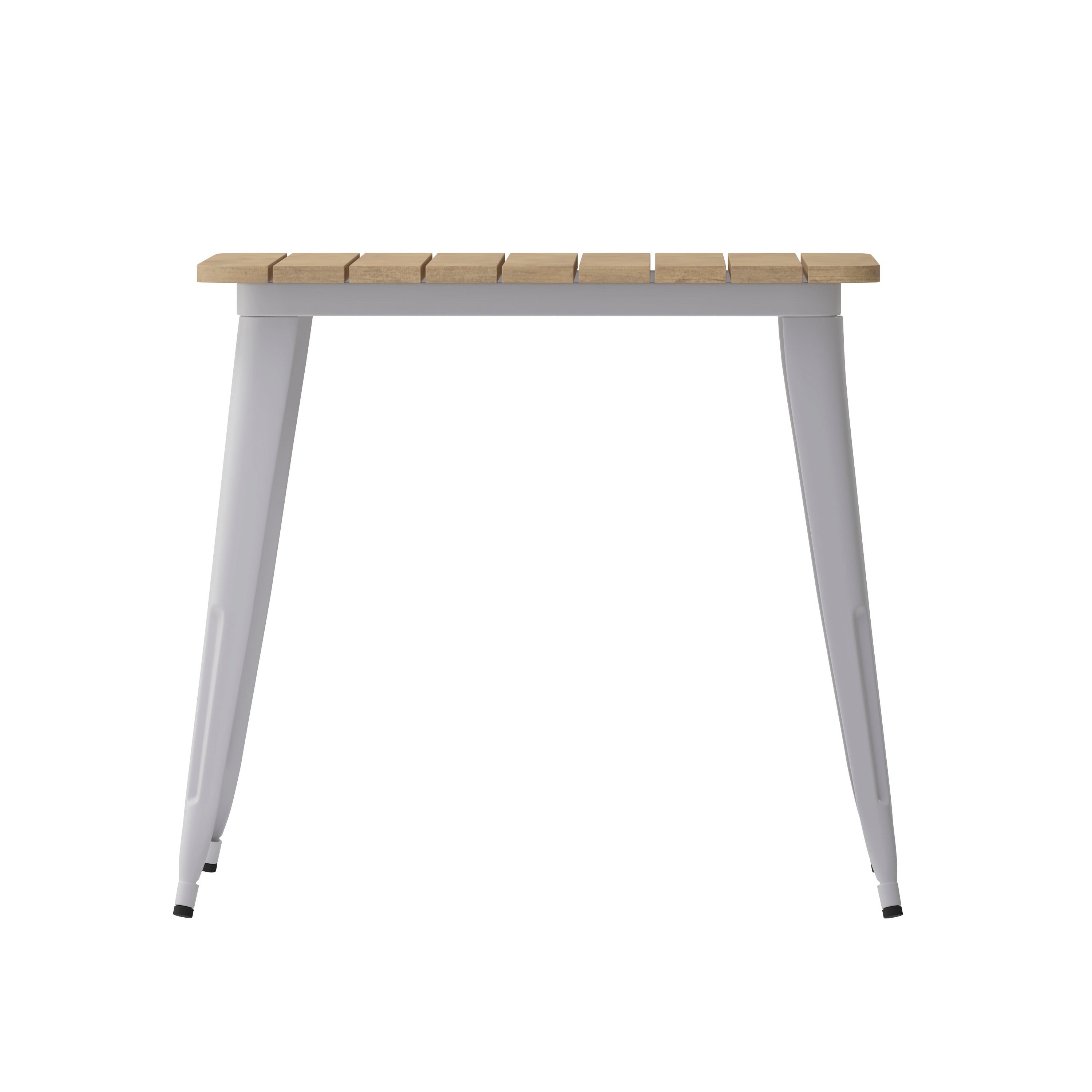 Declan Commercial Grade Indoor/Outdoor Dining Table, 31.5" Square All Weather Brown Poly Resin Top with Silver Steel Base
