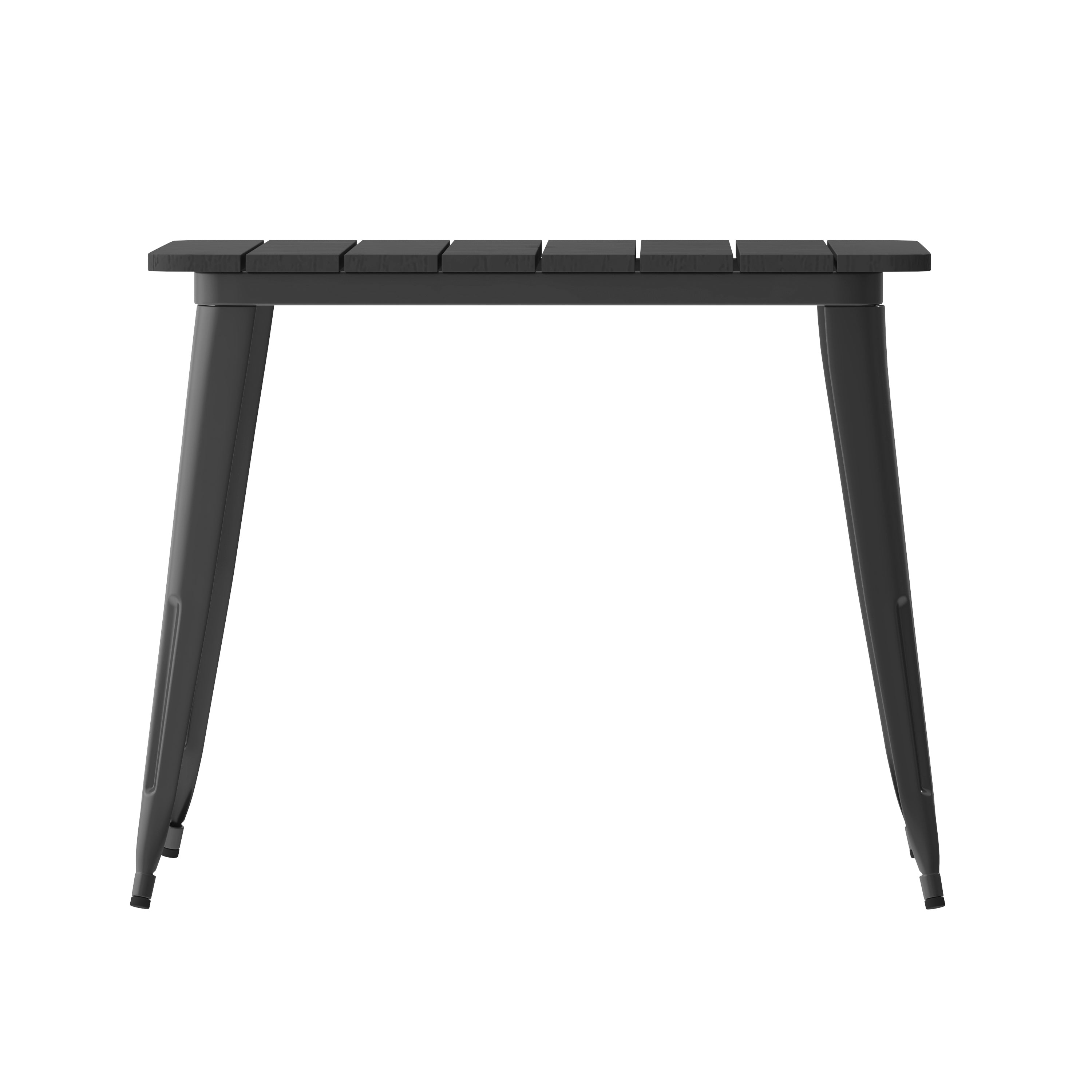 Declan Commercial Indoor/Outdoor Dining Table with Umbrella Hole, 36" Square All Weather Black Poly Resin Top and Black Steel Base