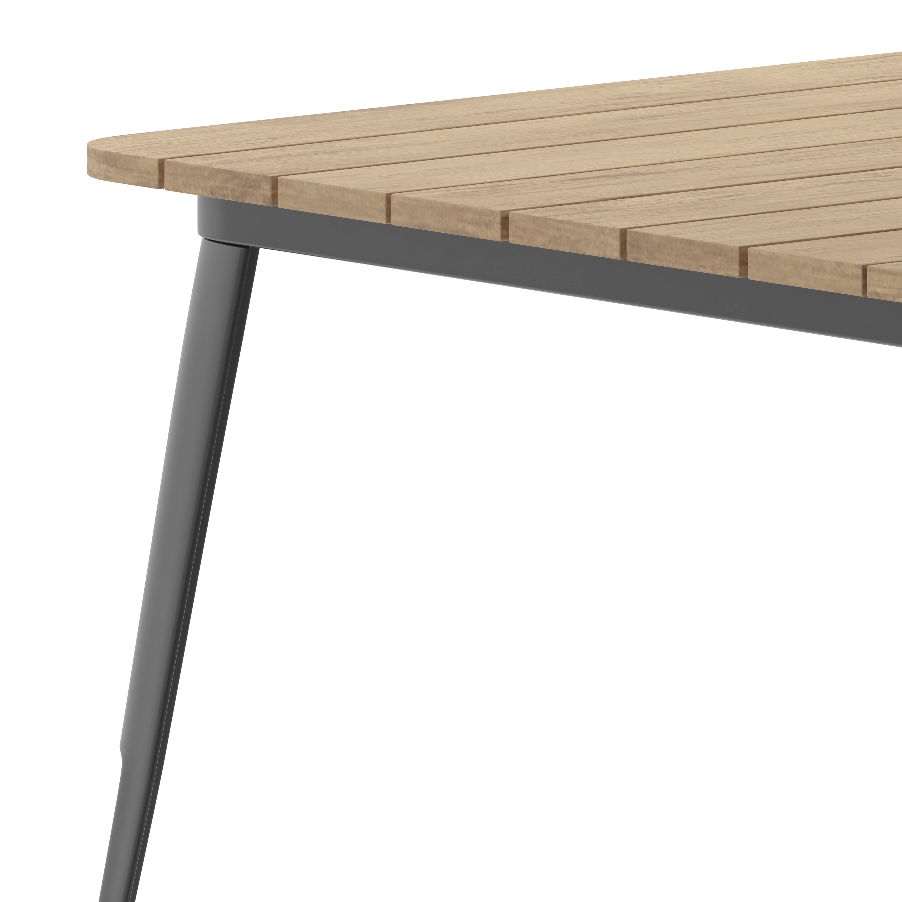 Declan Commercial Indoor/Outdoor Dining Table with Umbrella Hole, 36" Square All Weather Brown Poly Resin Top and Black Steel Base