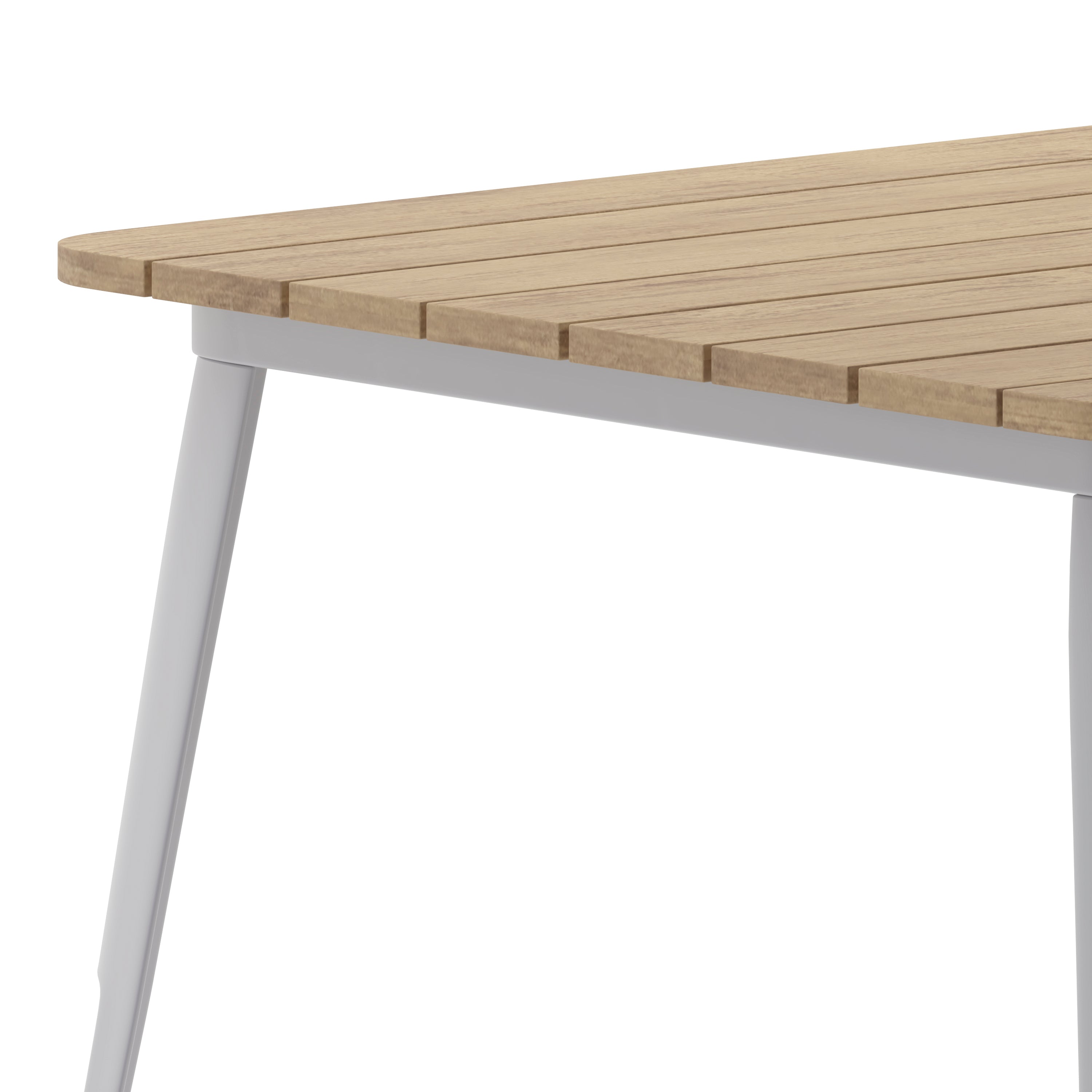 Declan Commercial Indoor/Outdoor Dining Table with Umbrella Hole, 36" Square All Weather Brown Poly Resin Top and Silver Steel Base