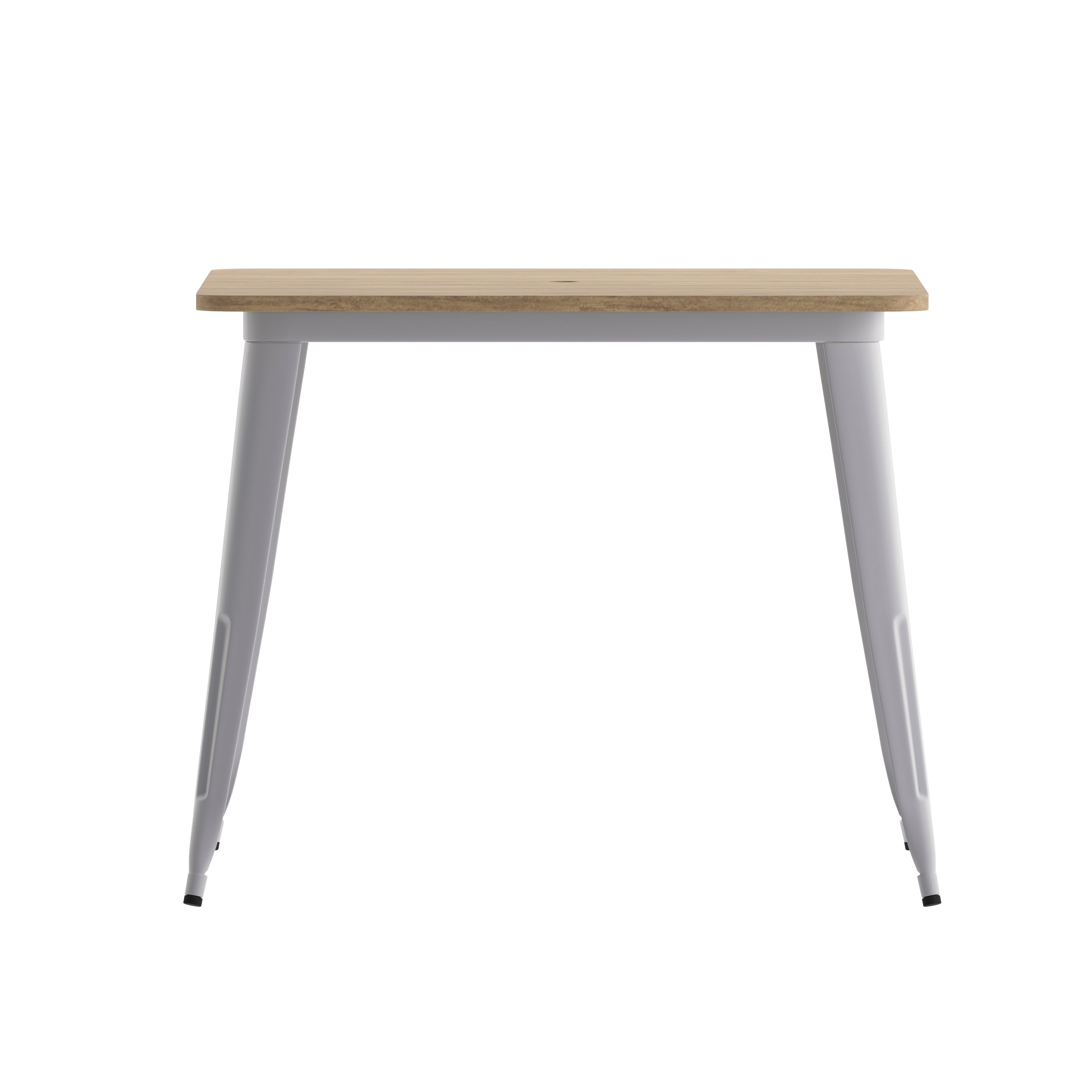 Declan Commercial Indoor/Outdoor Dining Table with Umbrella Hole, 36" Square All Weather Brown Poly Resin Top and Silver Steel Base