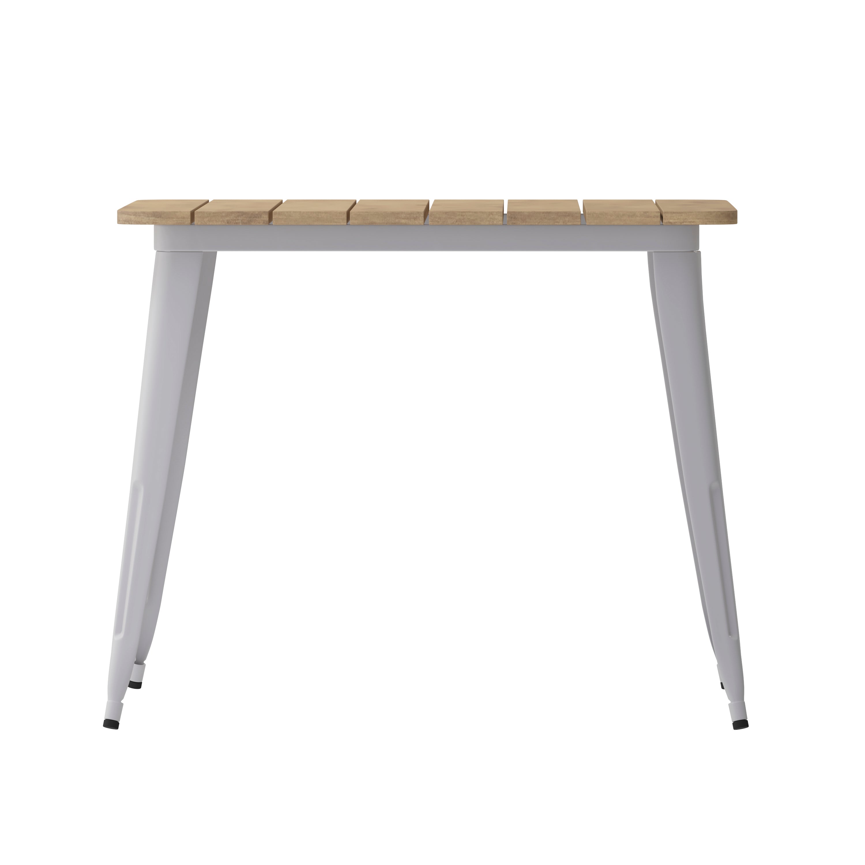 Declan Commercial Indoor/Outdoor Dining Table with Umbrella Hole, 36" Square All Weather Brown Poly Resin Top and Silver Steel Base