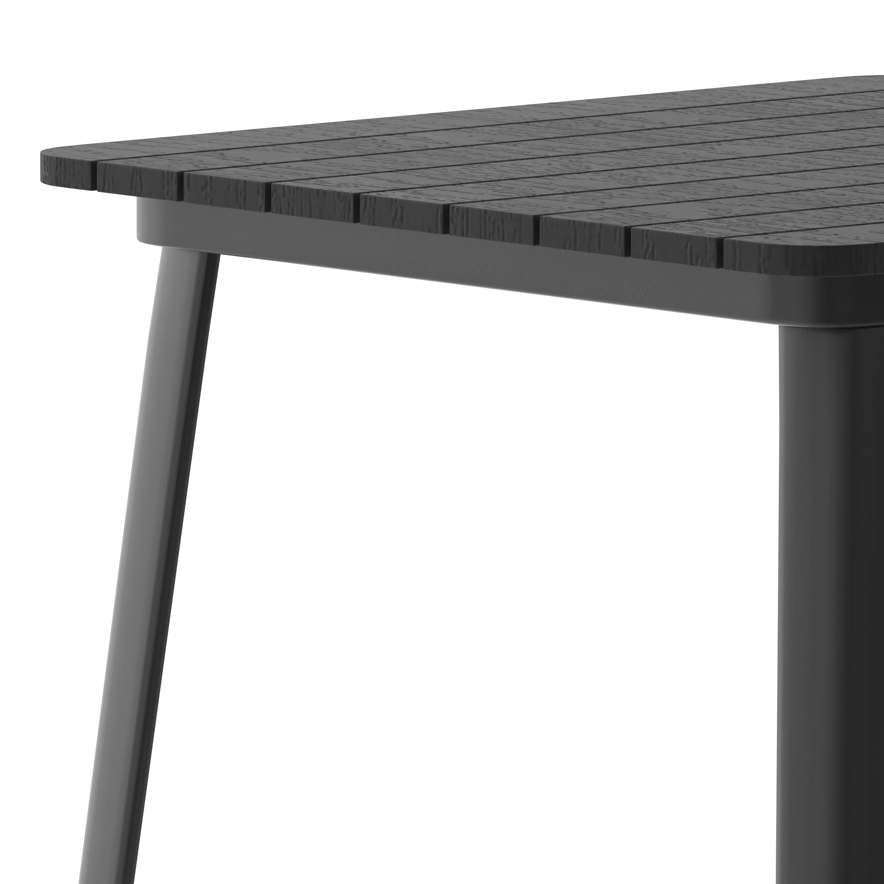 Declan Commercial Indoor/Outdoor Bar Top Table, 31.5" Square All Weather Black Poly Resin Top with Black Steel base