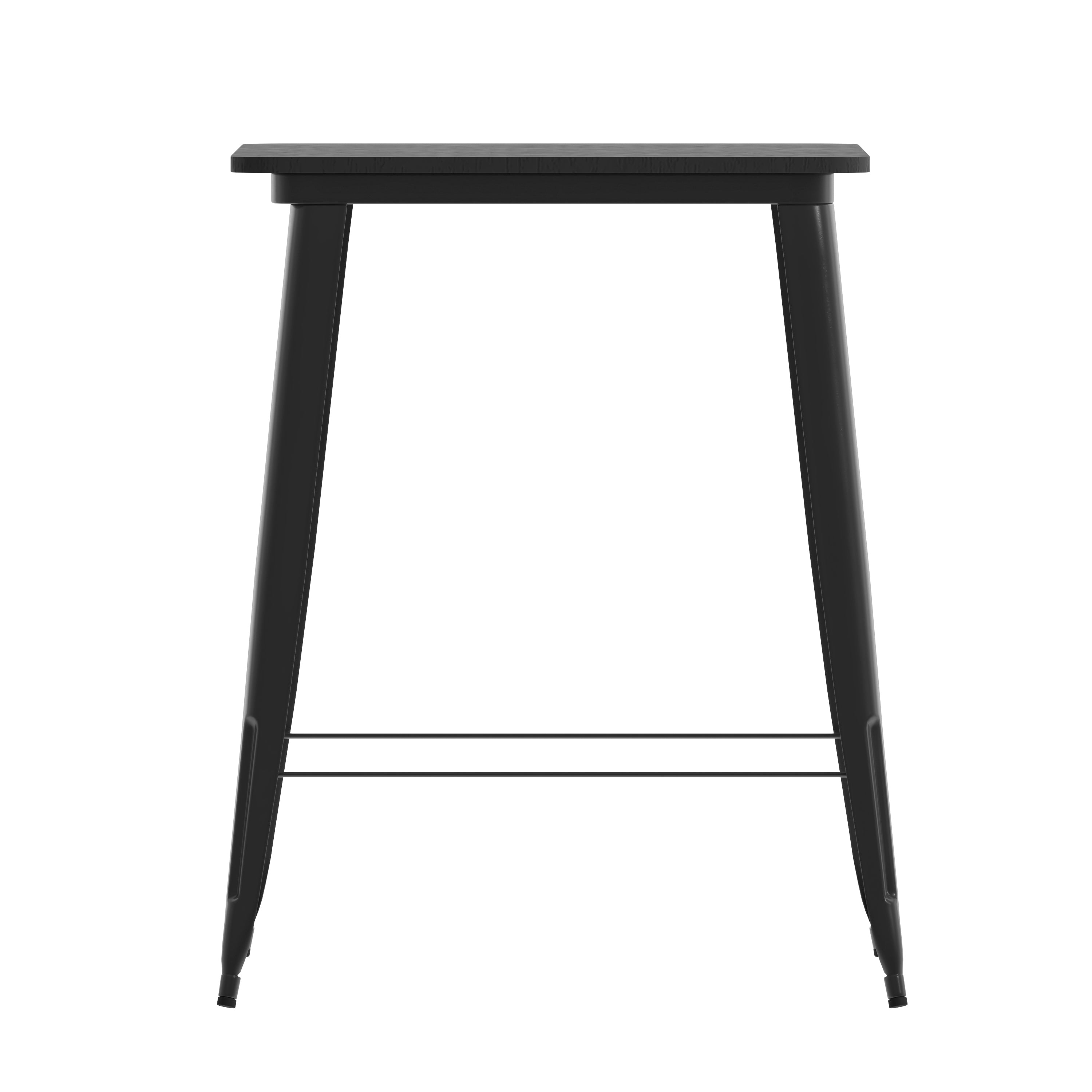 Declan Commercial Indoor/Outdoor Bar Top Table, 31.5" Square All Weather Black Poly Resin Top with Black Steel base