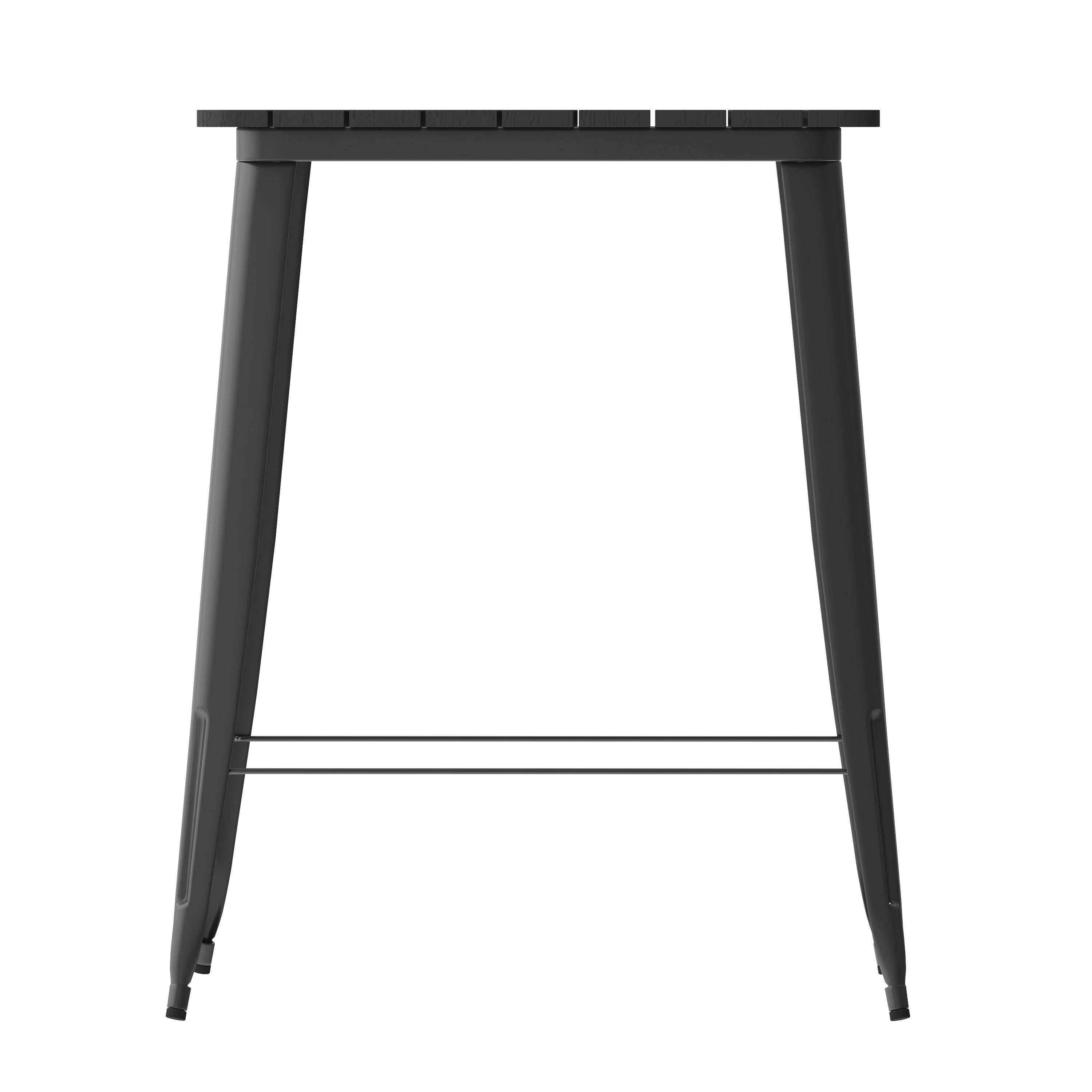 Declan Commercial Indoor/Outdoor Bar Top Table, 31.5" Square All Weather Black Poly Resin Top with Black Steel base