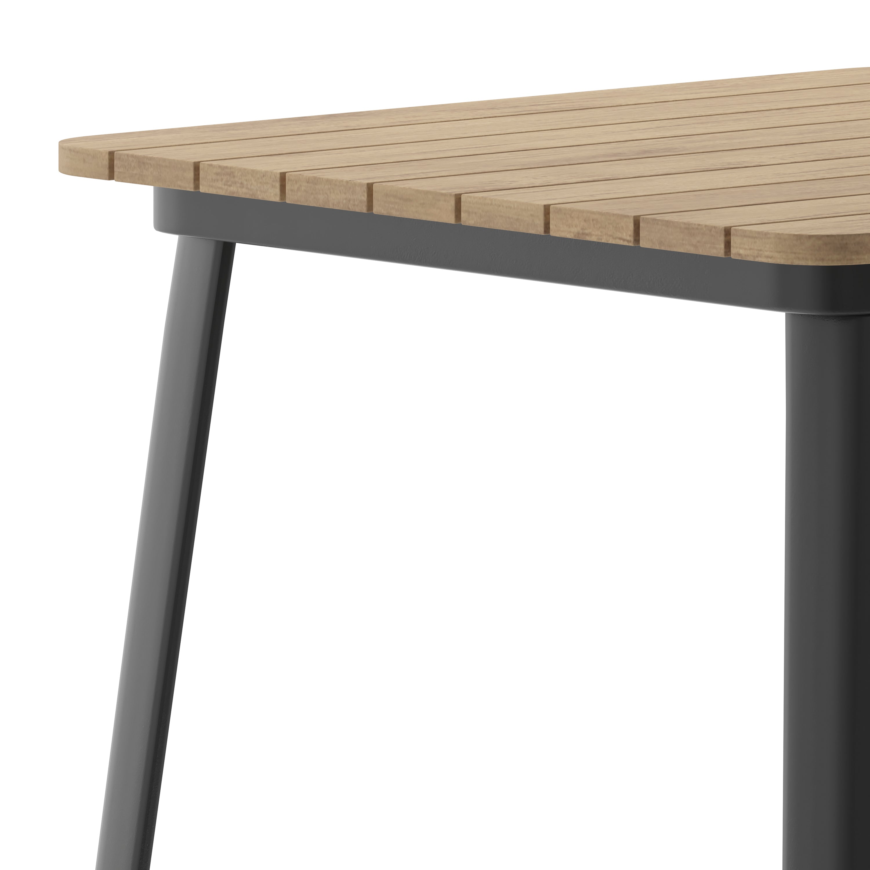 Declan Commercial Indoor/Outdoor Bar Top Table, 31.5" Square All Weather Brown Poly Resin Top with Black Steel base