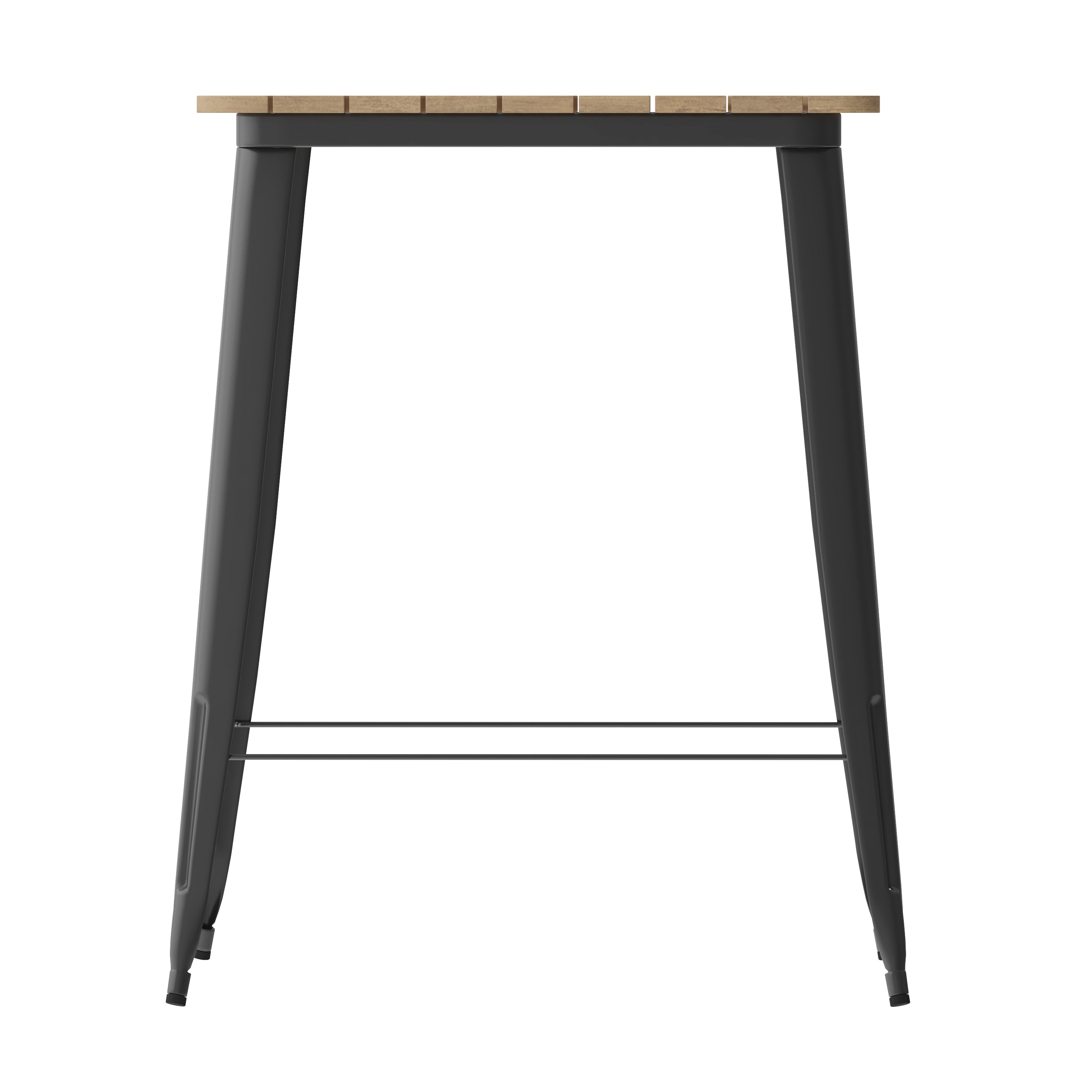 Declan Commercial Indoor/Outdoor Bar Top Table, 31.5" Square All Weather Brown Poly Resin Top with Black Steel base