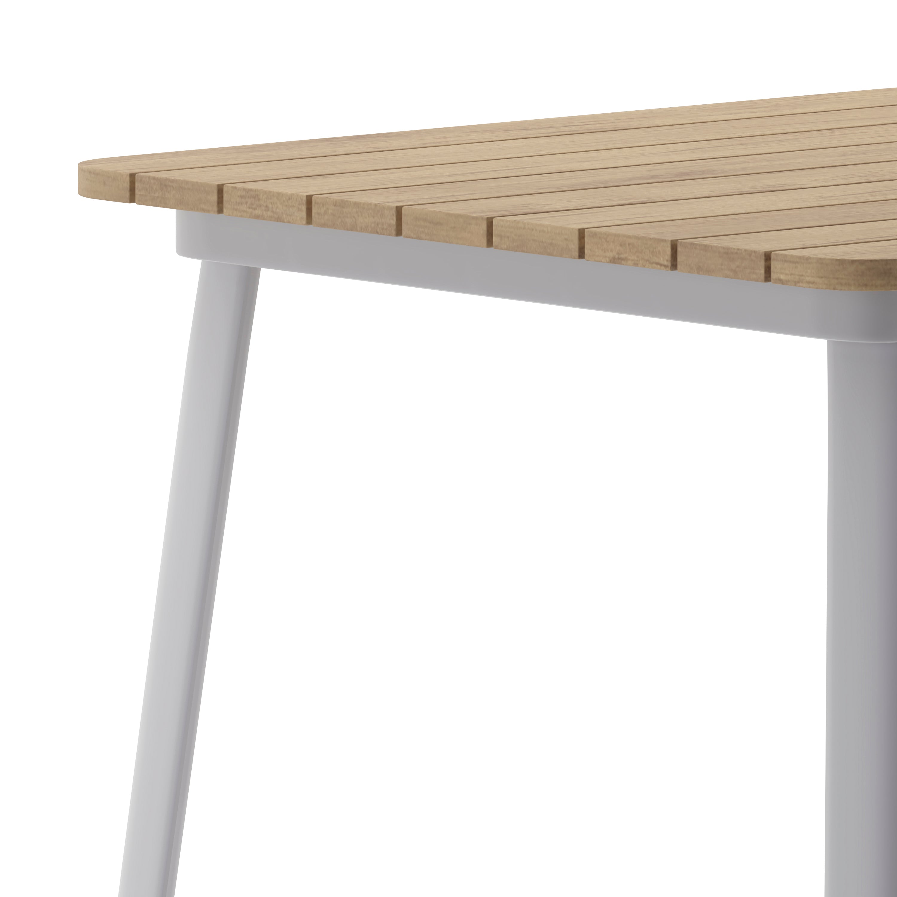 Declan Commercial Indoor/Outdoor Bar Top Table, 31.5" Square All Weather Brown Poly Resin Top with Silver Steel base