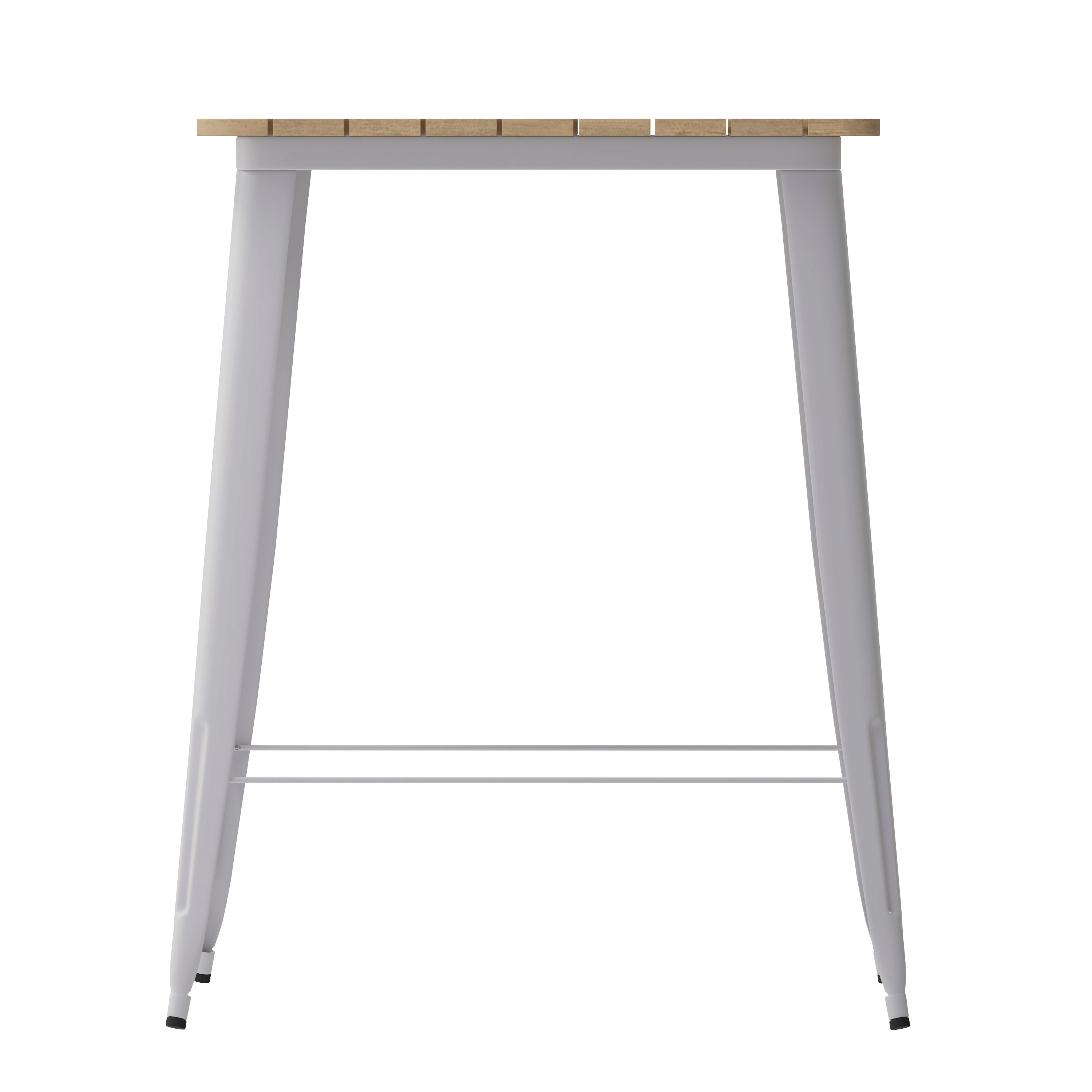Declan Commercial Indoor/Outdoor Bar Top Table, 31.5" Square All Weather Brown Poly Resin Top with Silver Steel base